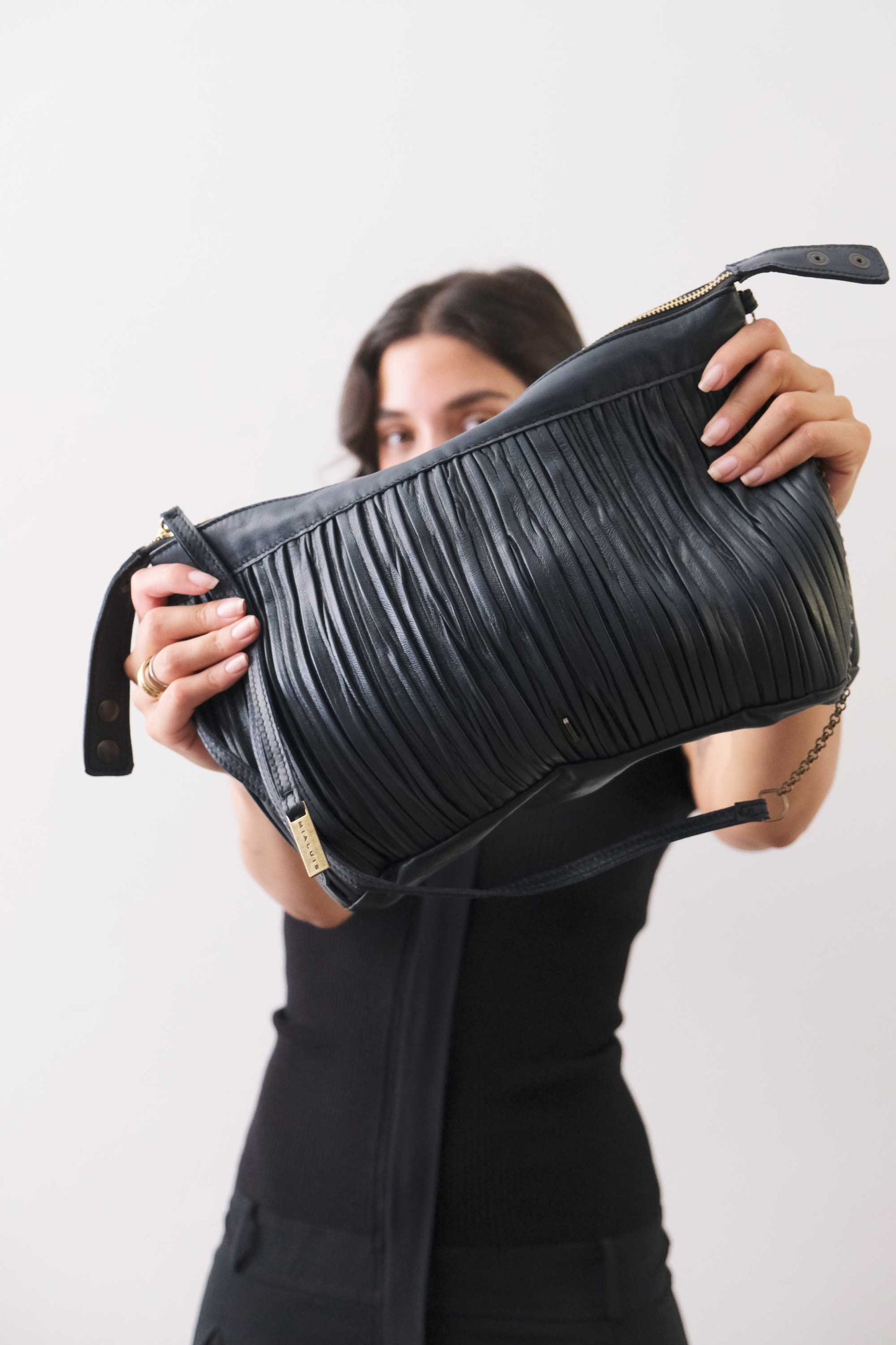 PRE ORDER discount 15%-Chicca Media hobo bag in navy pleated leather - use code PREORDER15 - ESTIMATED DELIVERY SEPTEMBER 15- Made in Italy -