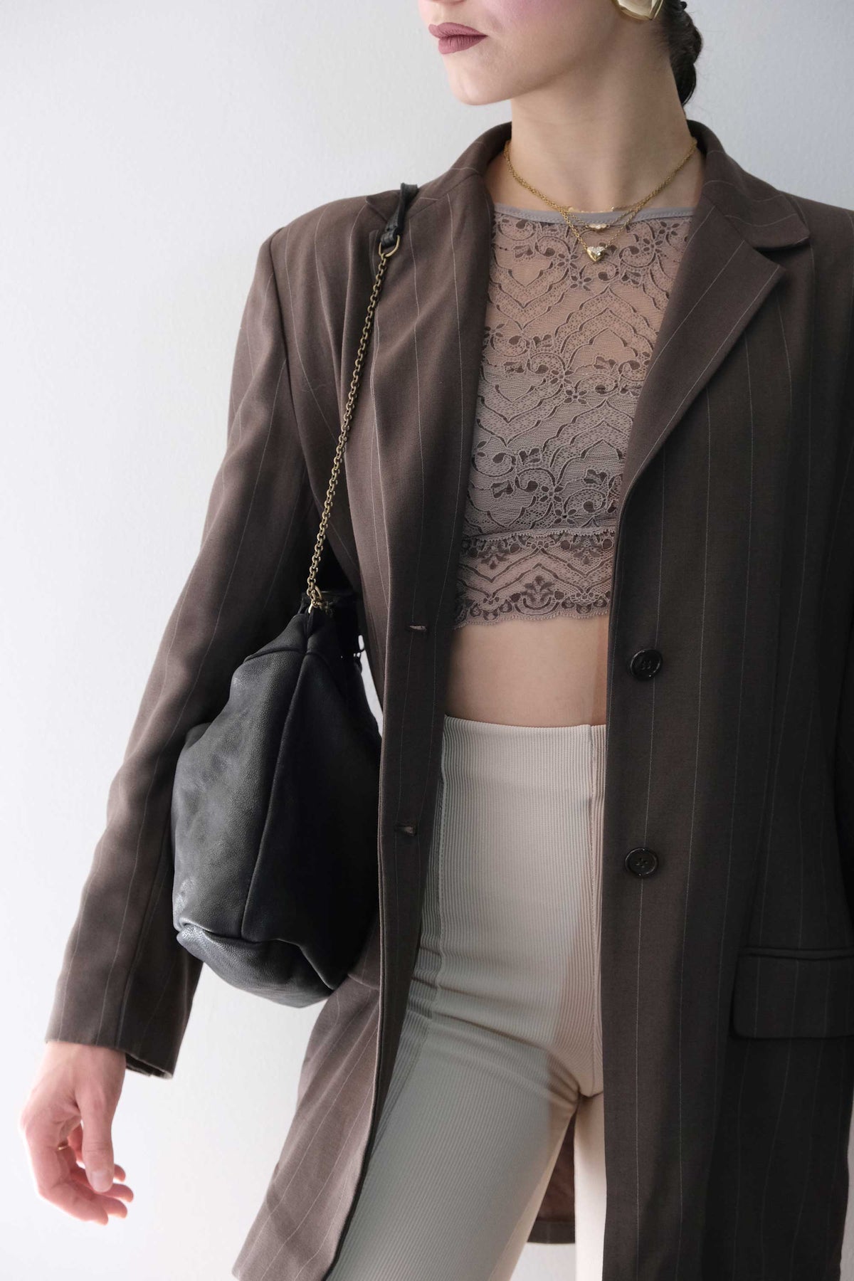 Chicca Media hobo bag in black nappa wash  - Made in Italy -
