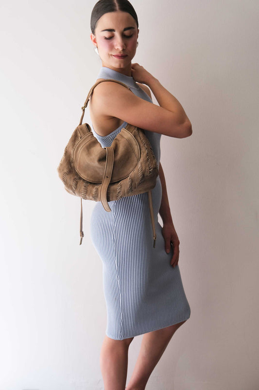 Do saddle bag shark in soft nappa fringe - Made in Italy -