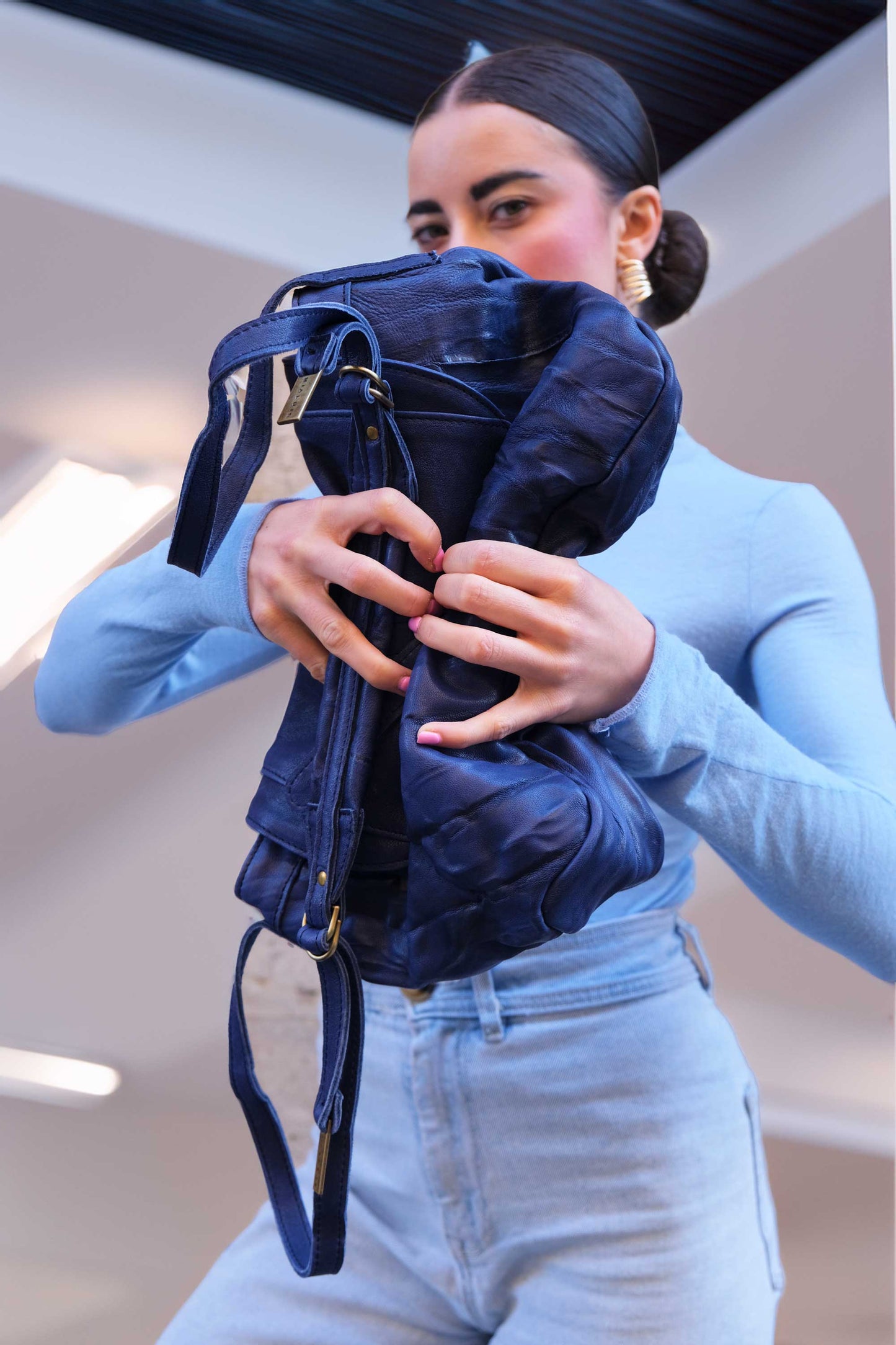 Do saddle bag cobalt in soft nappa lomé - Made in Italy -