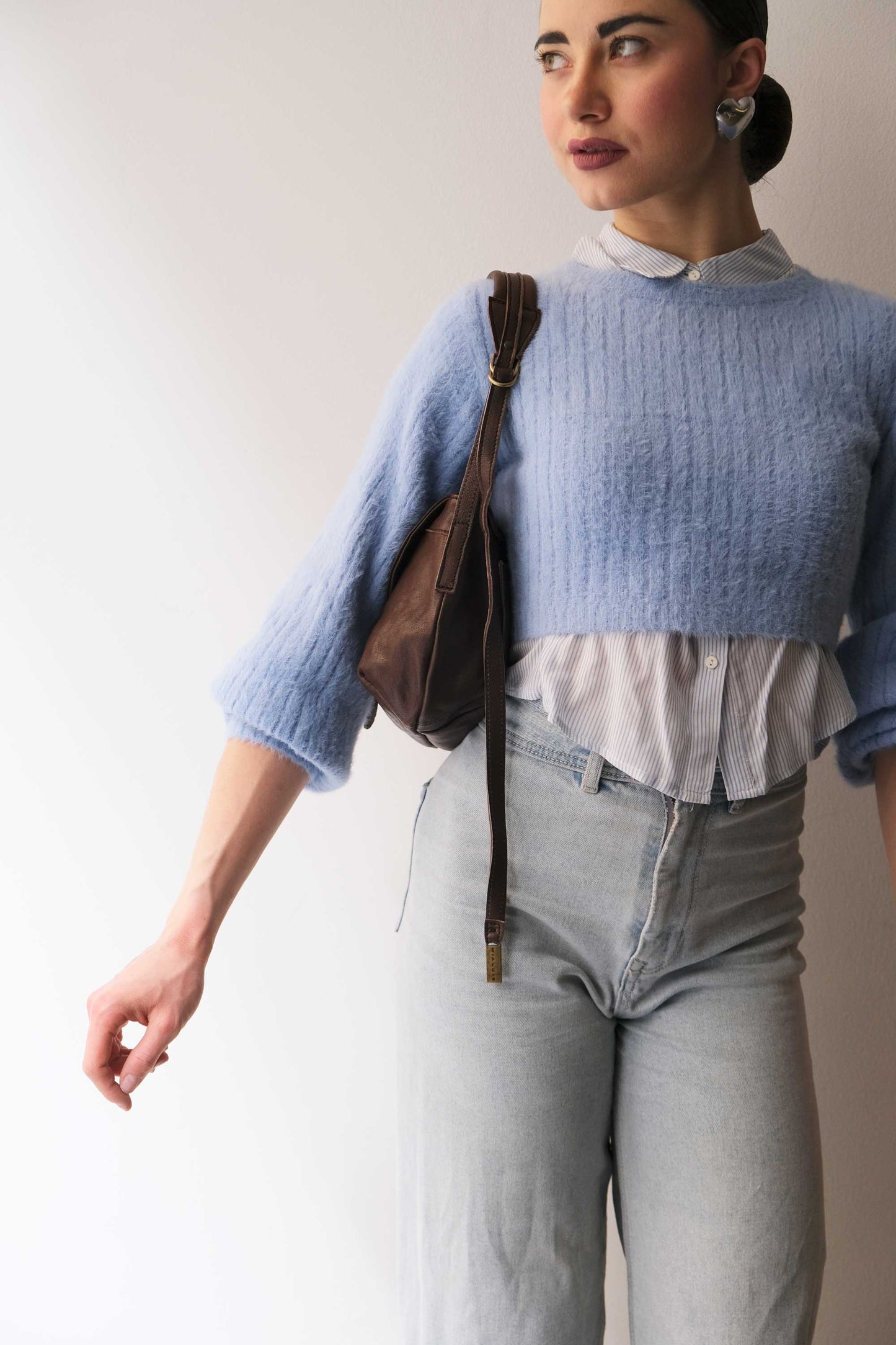 Do mini saddle bag in brown soft nappa - Made in Italy -