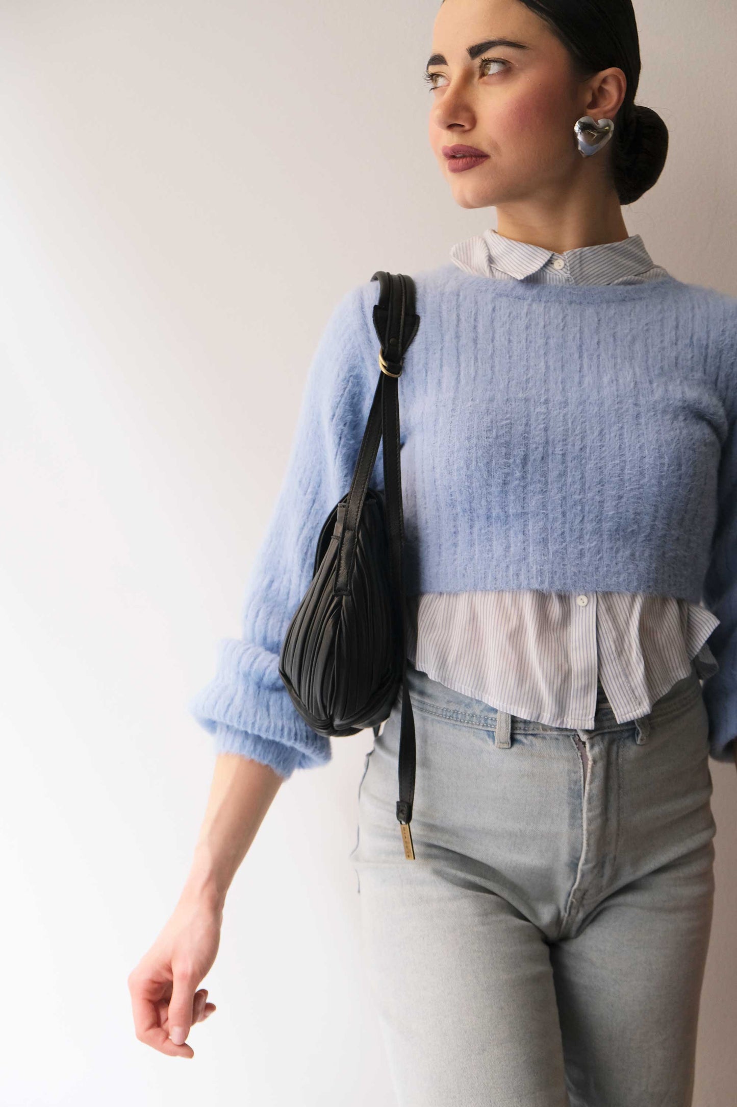 Do mini saddle bag in pleated black colour nappa leather - Made in Italy -