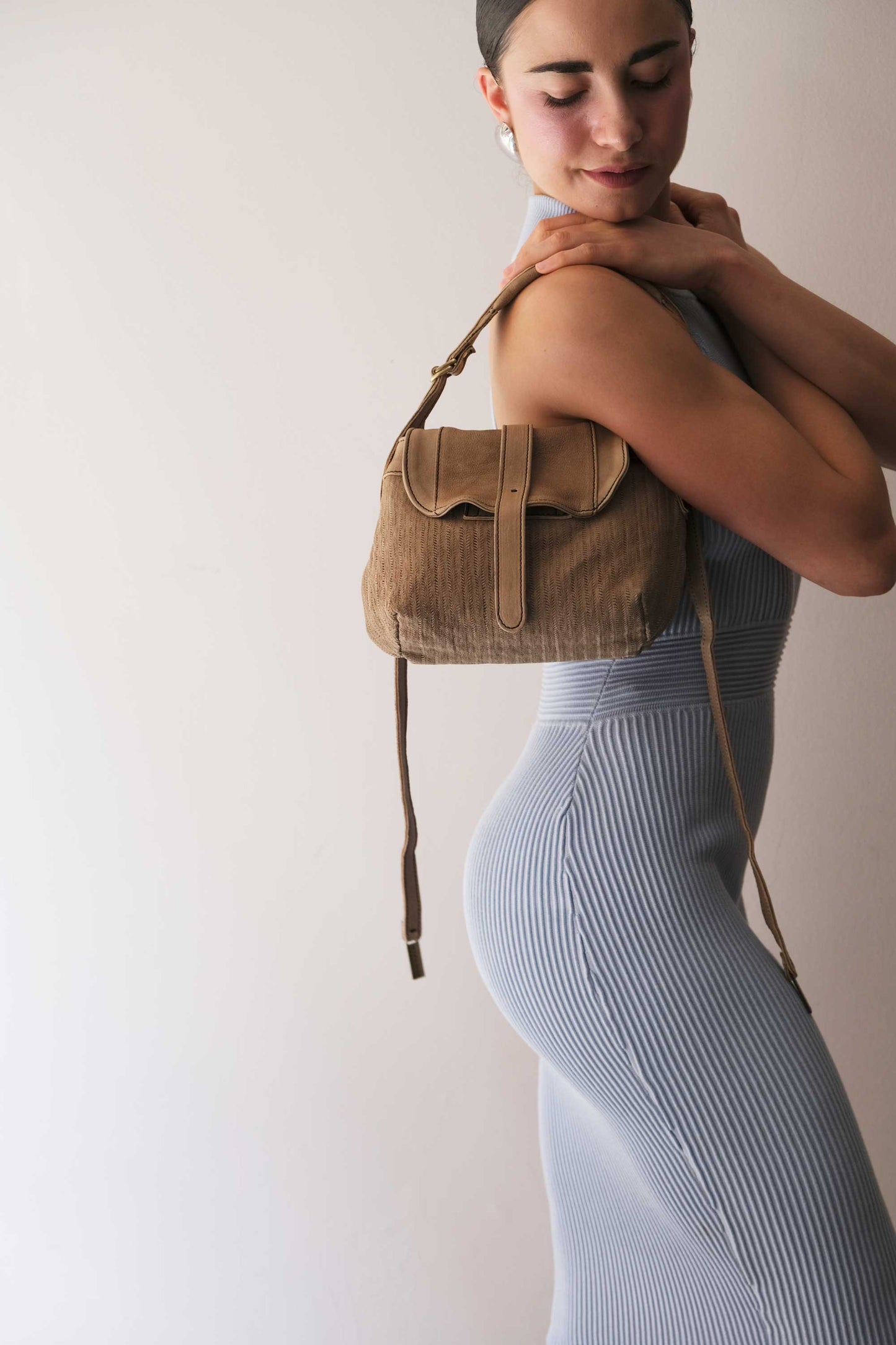 Do mini saddle bag in shark perforated saetta nappa - Made in Italy-