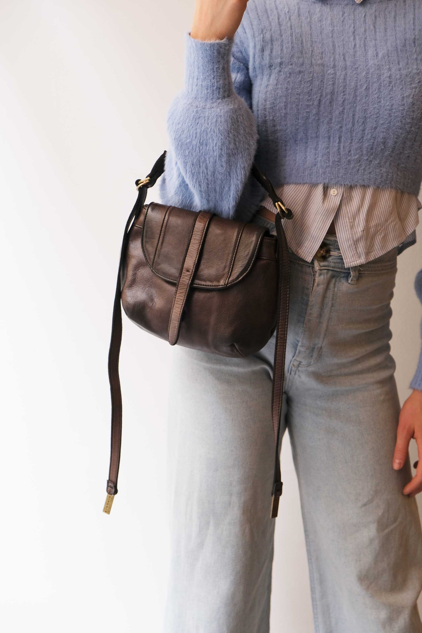 Do mini saddle bag in caffè turner calf soft leather - Made in Italy-