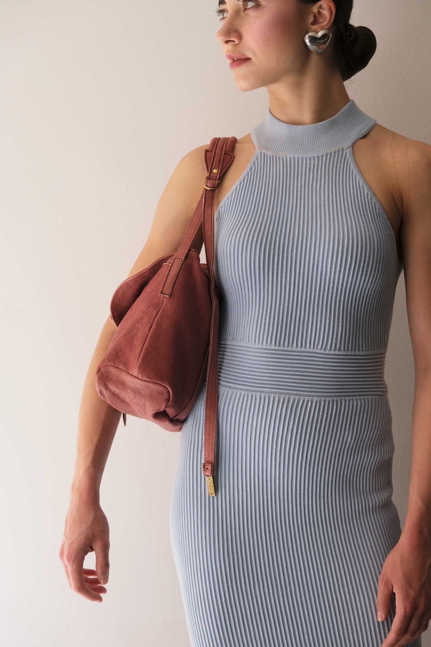 Do saddle bag mauve in soft natural nappa - Made in Italy -