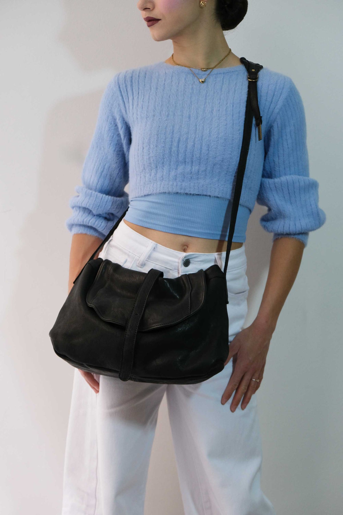 Do saddle bag in black soft washed nappa - Made in Italy -