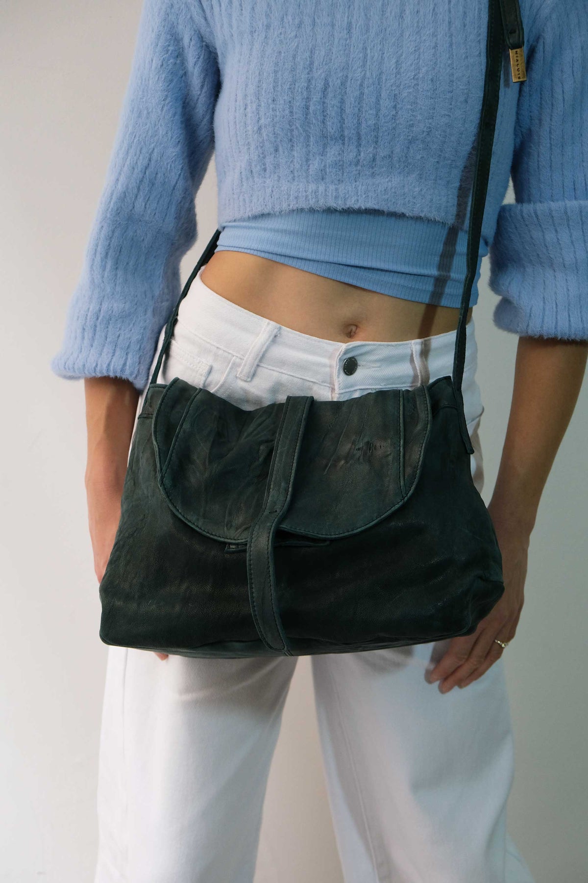 Do saddle bag in teal soft washed nappa - Made in Italy -