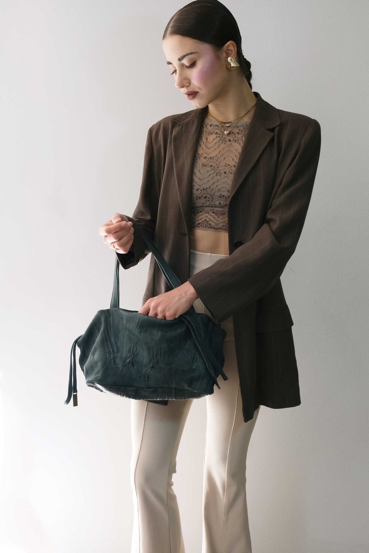 Maribè in teal lomè nappa leather – Made in Italy