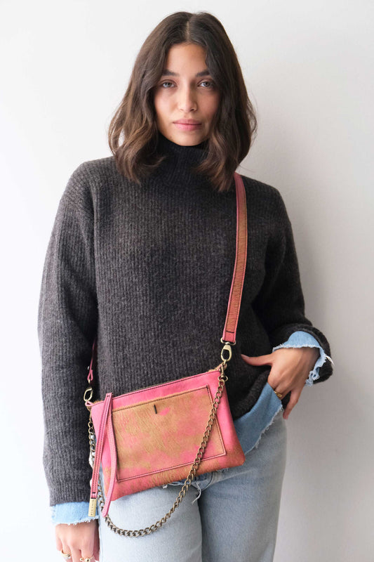 LIMITED EDITION Mikin aged fuchsia pony-hair pochette - Made in Italy -