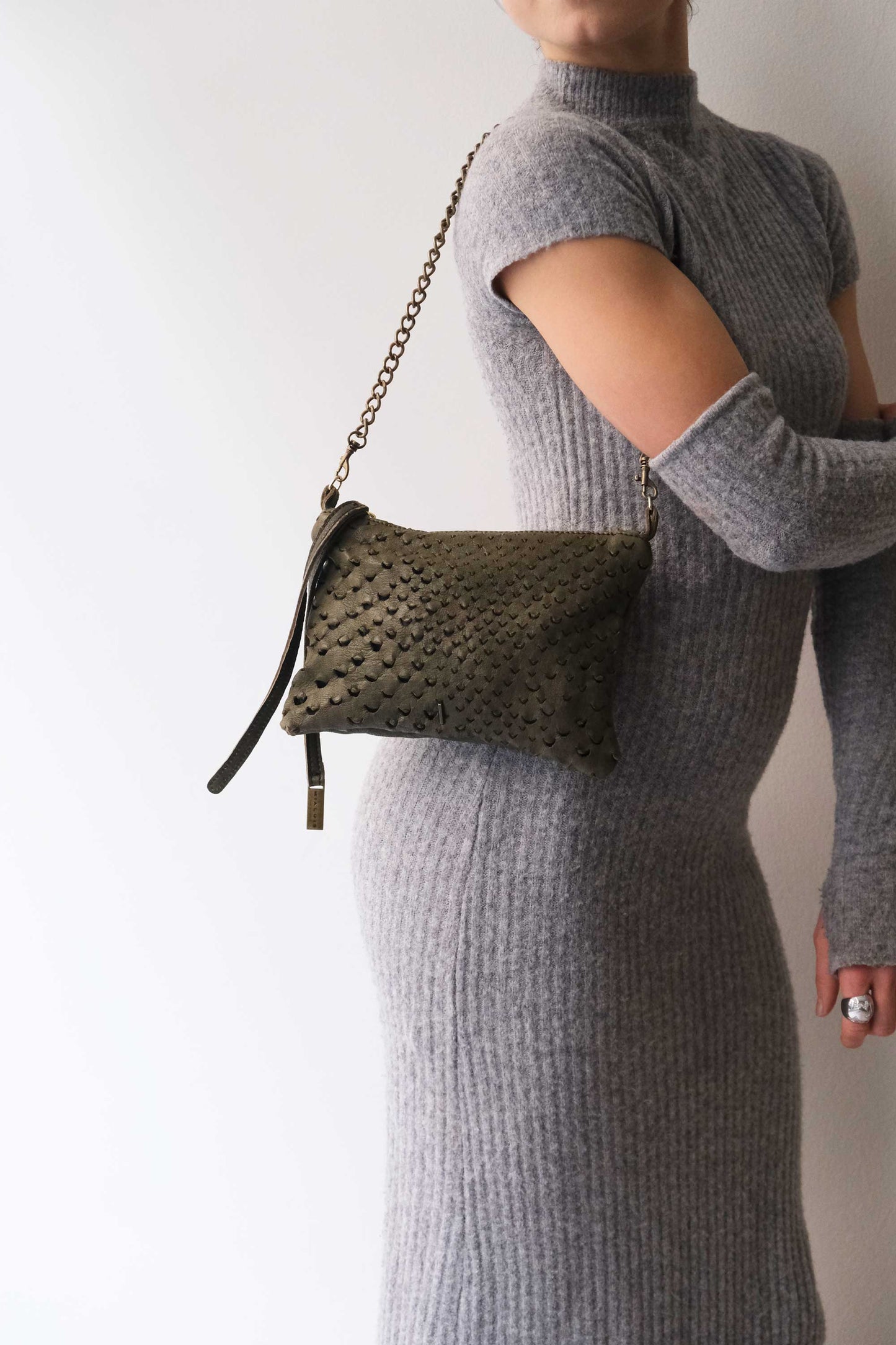 Mikin forest pochette in taipan vegetable-tanned leather – Made in Italy -