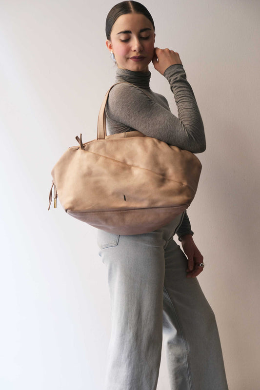 Pilli bag in sand turner soft leather - Made in Italy -