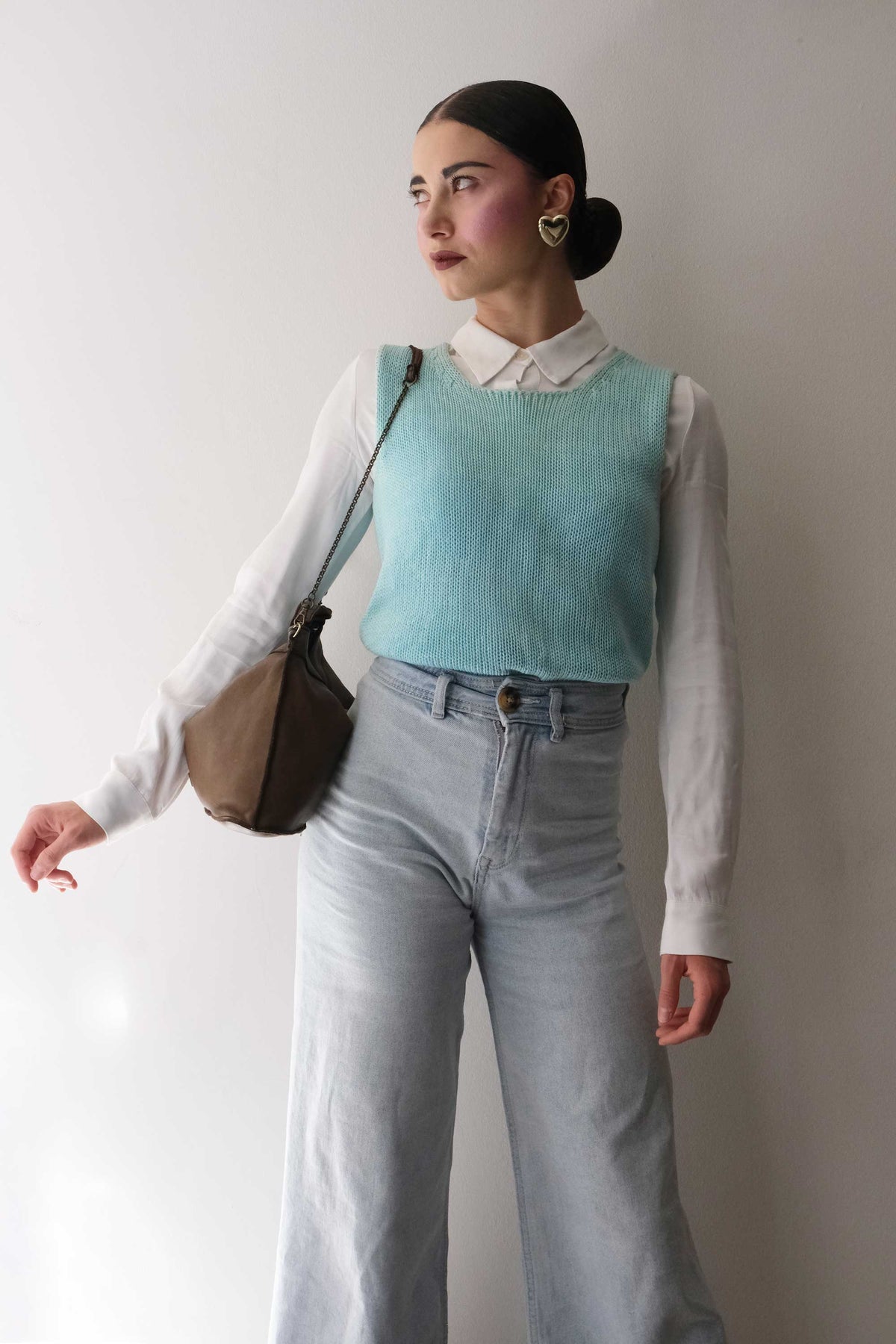 Rechi media hobo bag moss green garment-dyed leather - Made in Italy -