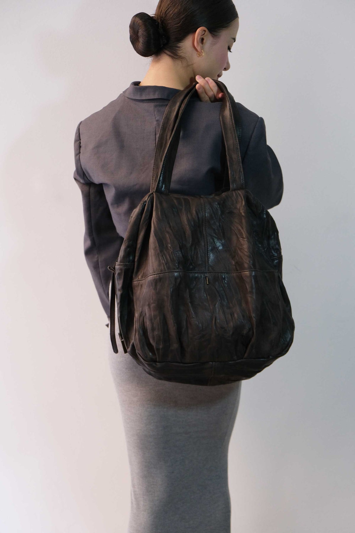 Riri tote bag in soft nappa lomé brown - Made in Italy -