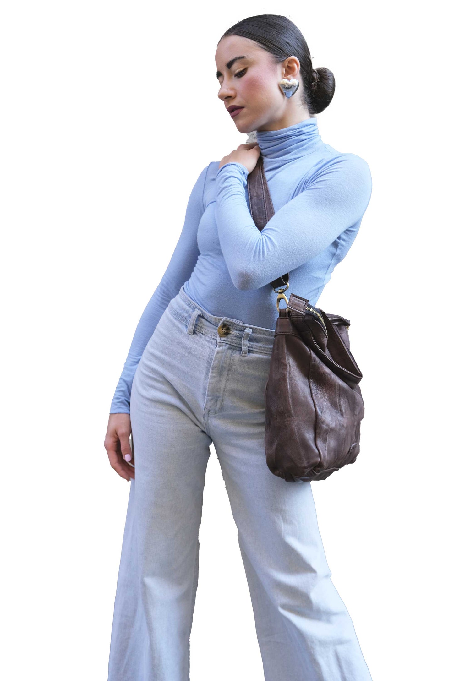 LAUNCH PRICE €298 UNTIL OCTOBER 30 - Valy tote bag in soft nappa lomé brown - Made in Italy -