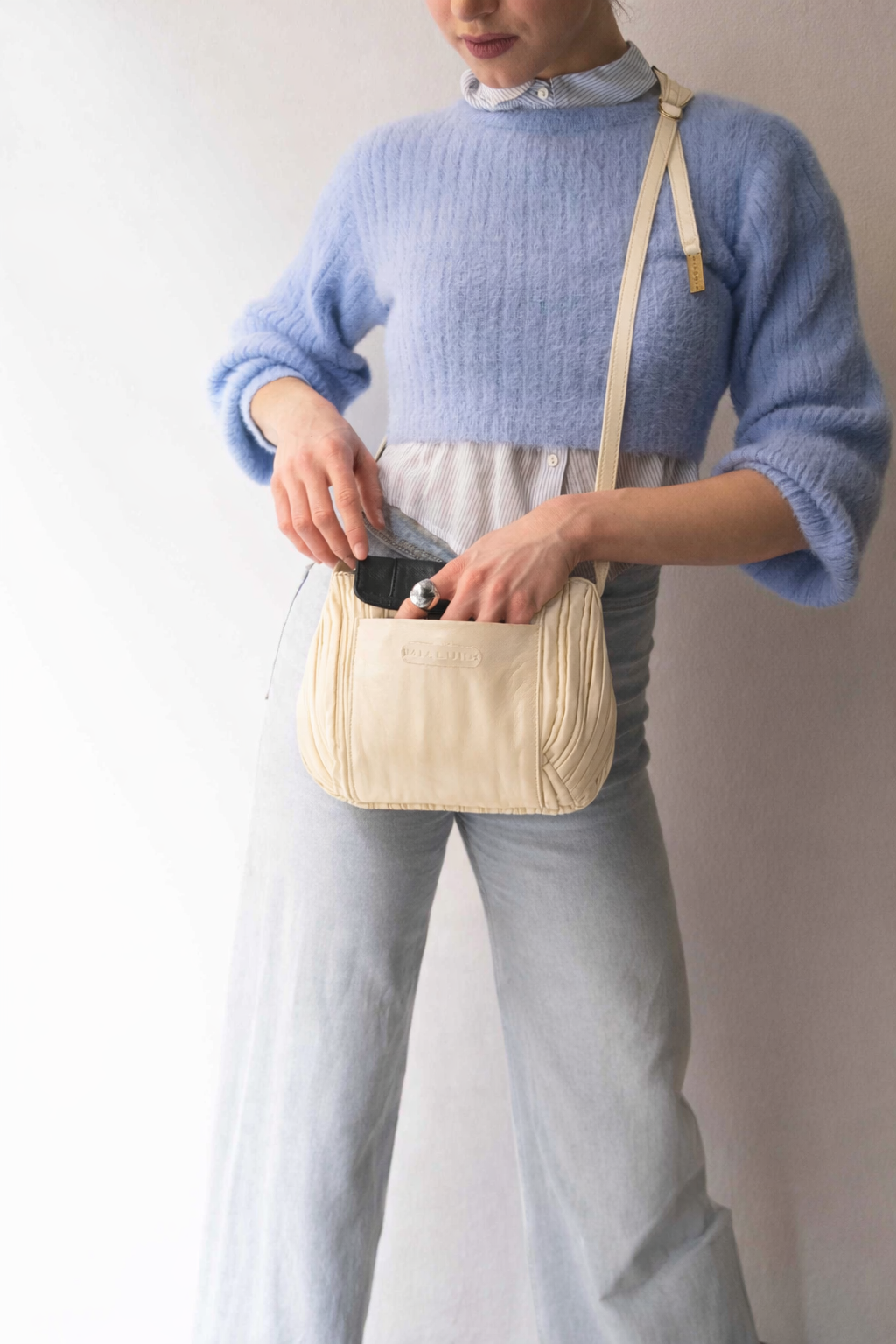 PRE ORDER discount 15%-Do mini saddle bag in pleated creamcolour nappa leather - use code PREORDER15 - DELIVERY IS ESTIMATED WITHIN APPROXIMATELY 30 DAYS FROM THE ORDER DATE- Made in Italy -