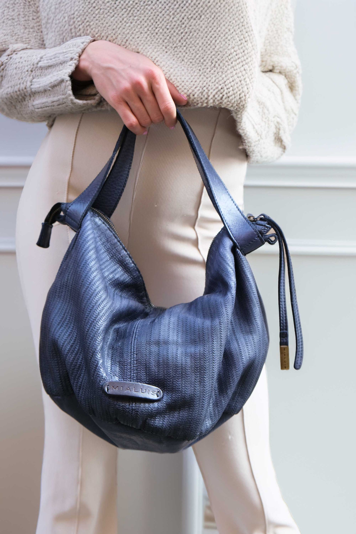 Carola bag in cobalt turner leather - Made in Italy -