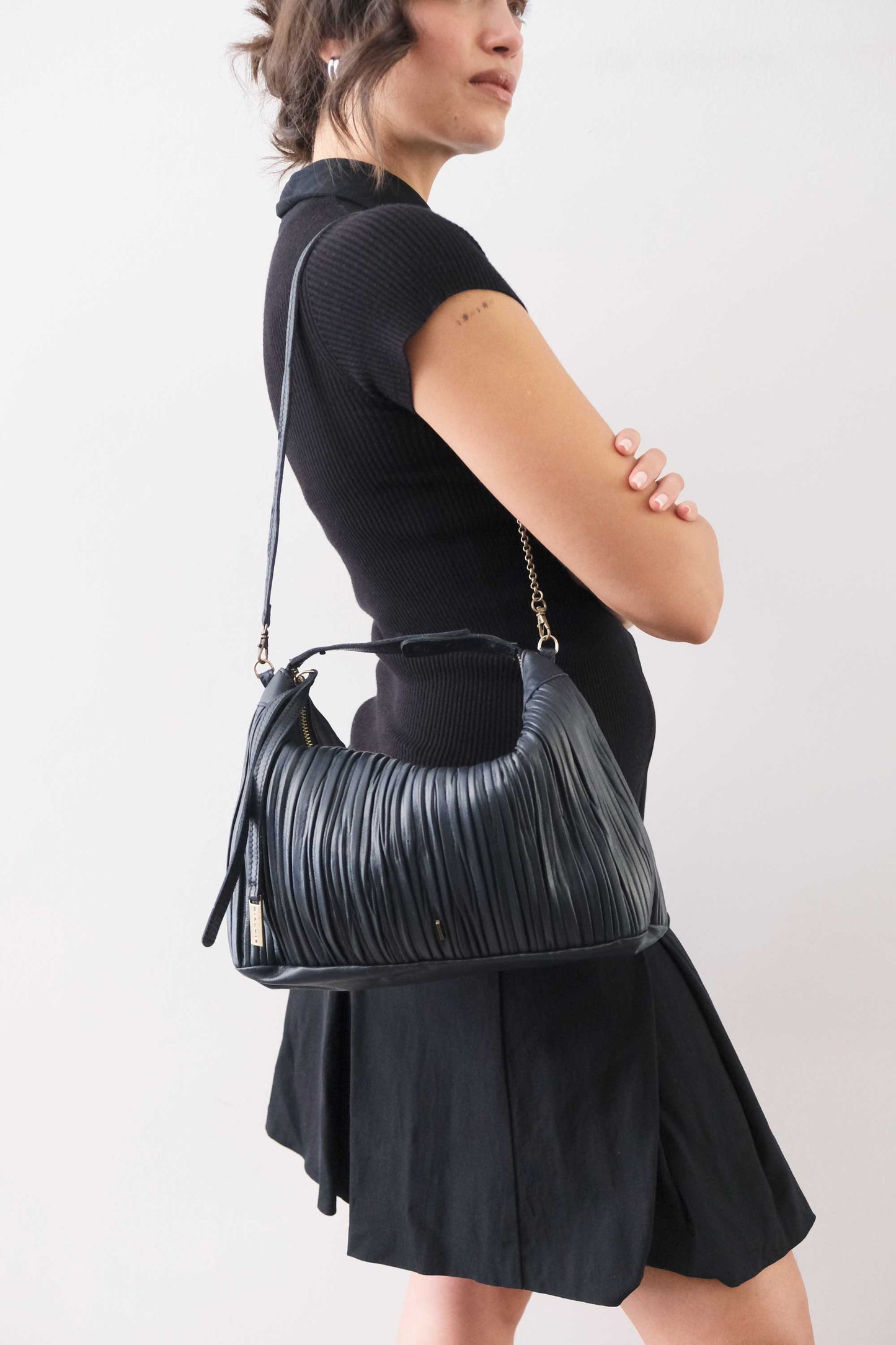 PRE ORDER discount 15%-Chicca Media hobo bag in navy pleated leather - use code PREORDER15 - ESTIMATED DELIVERY SEPTEMBER 15- Made in Italy -