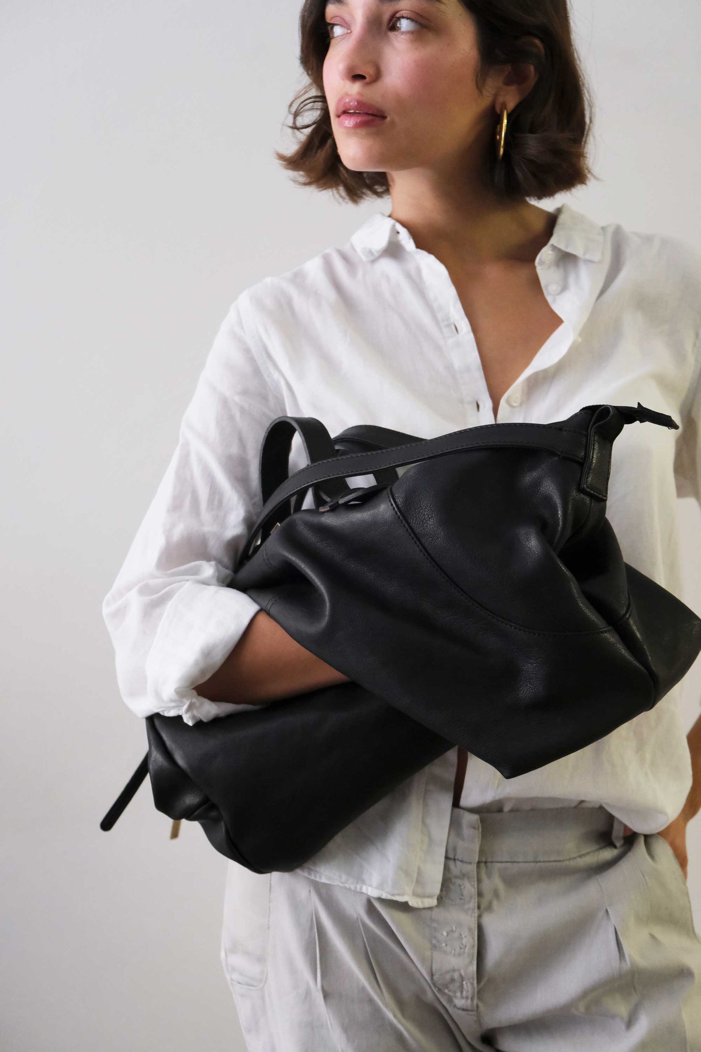 Cloudy crossbody bag in black nappa leather - Made in Italy -