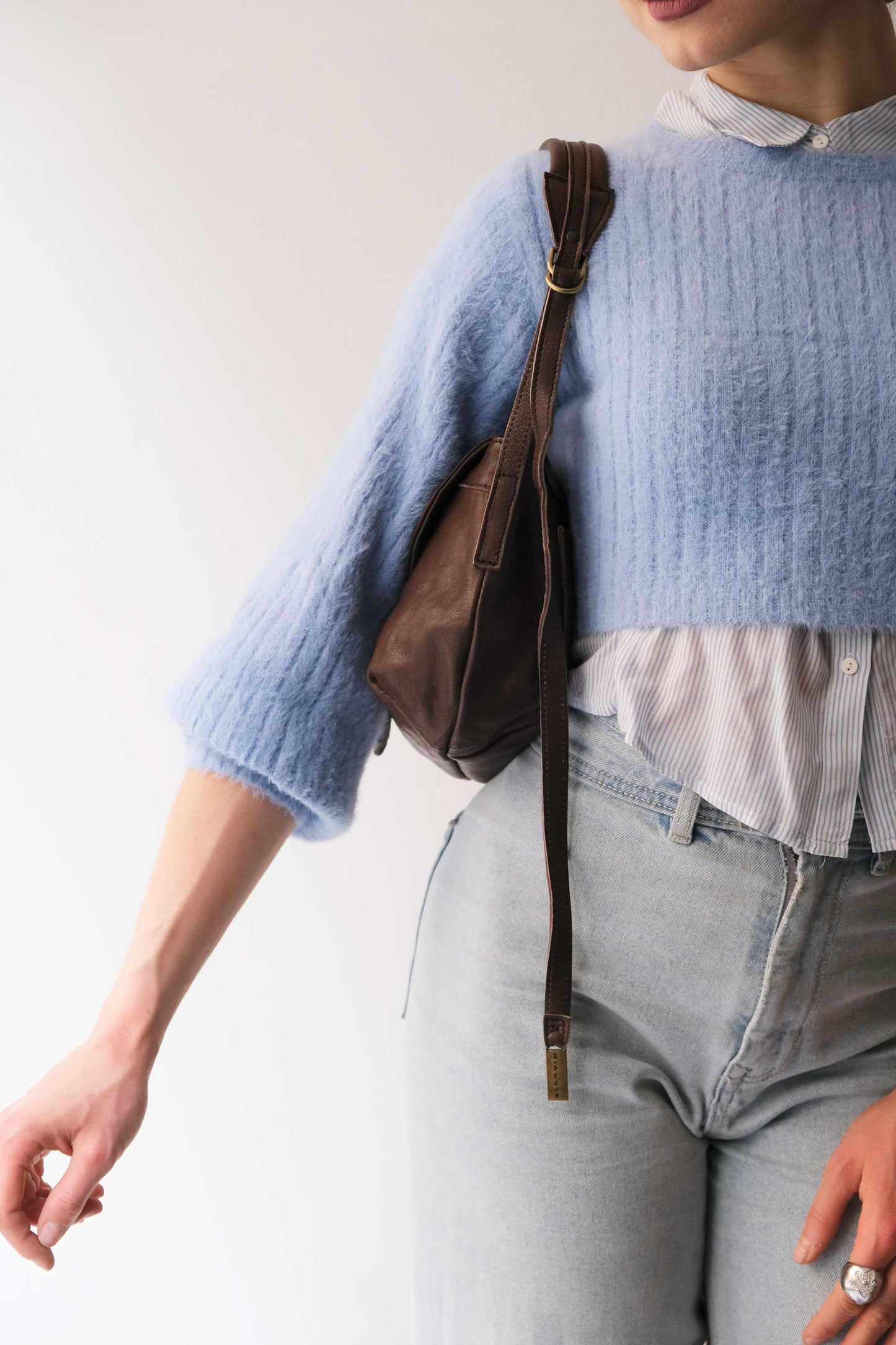 Do mini saddle bag in brown soft nappa - Made in Italy -