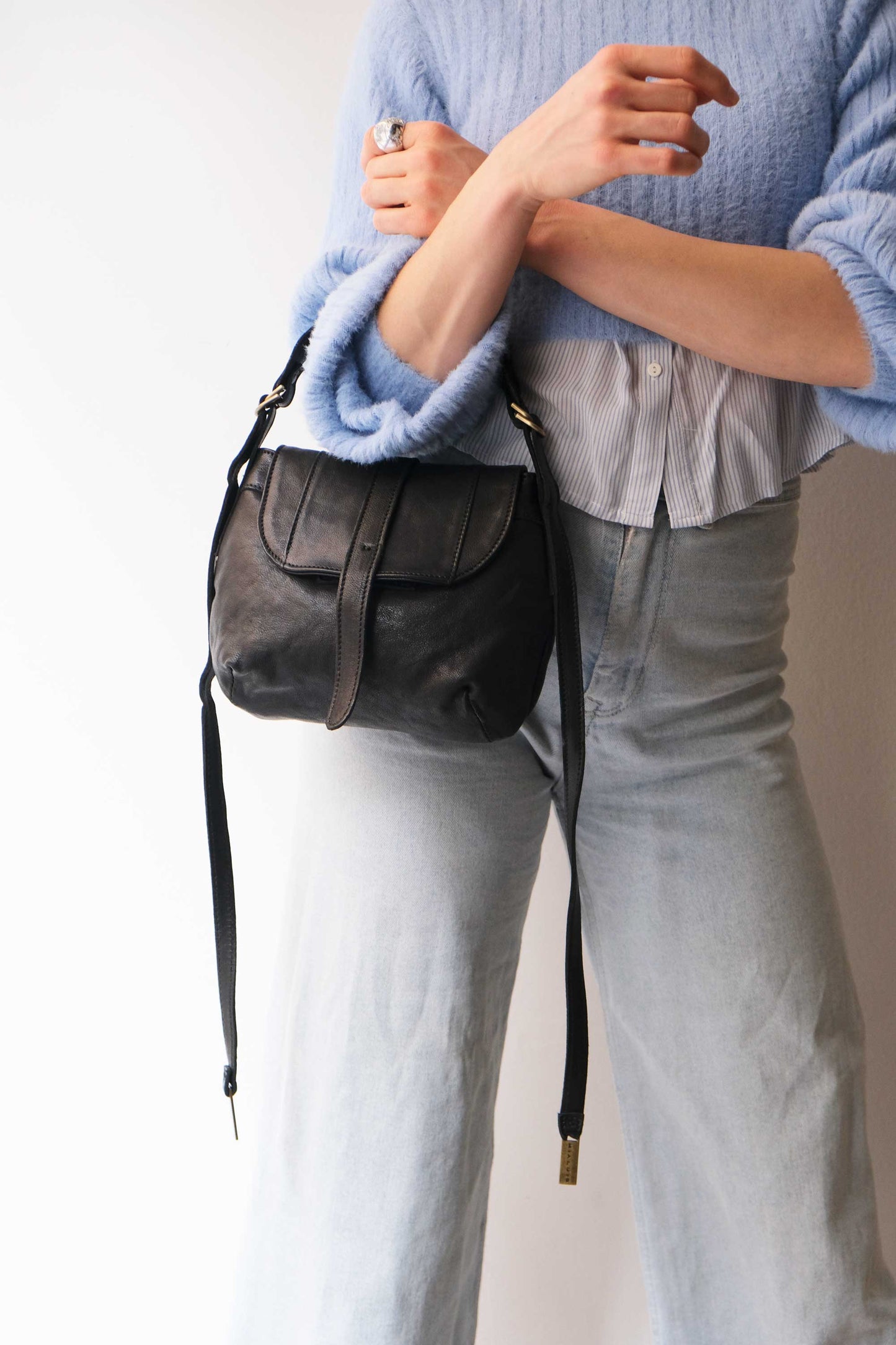 Do mini saddle bag in black soft nappa - Made in Italy -