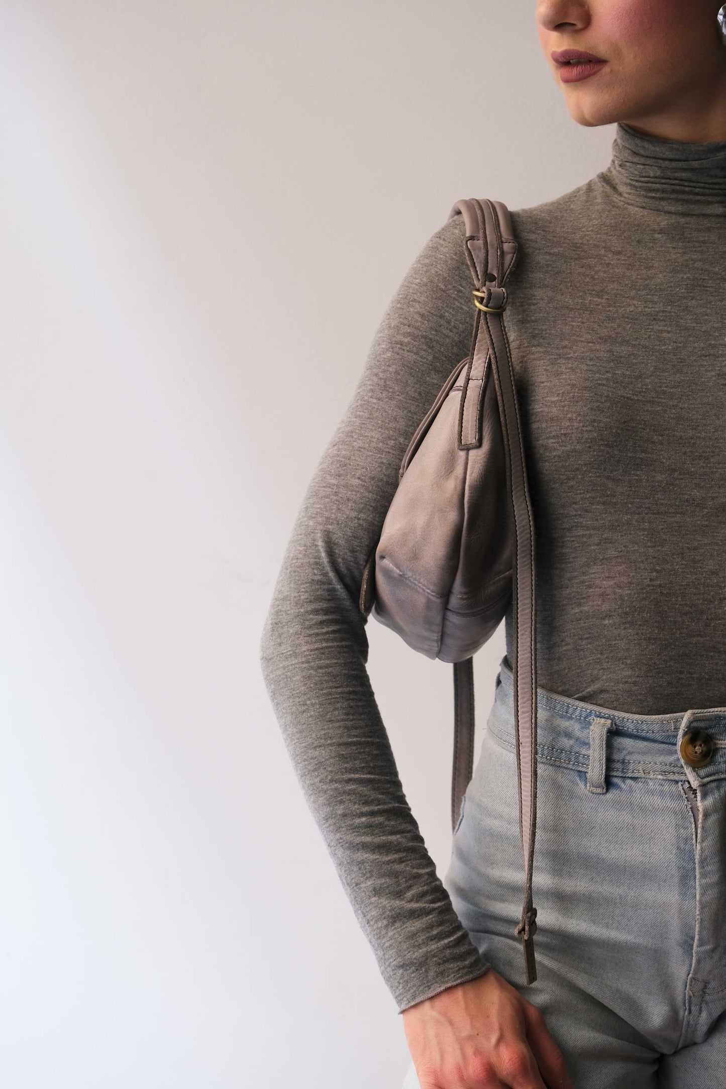 Do mini saddle bag in ash turner calf soft leather - Made in Italy-