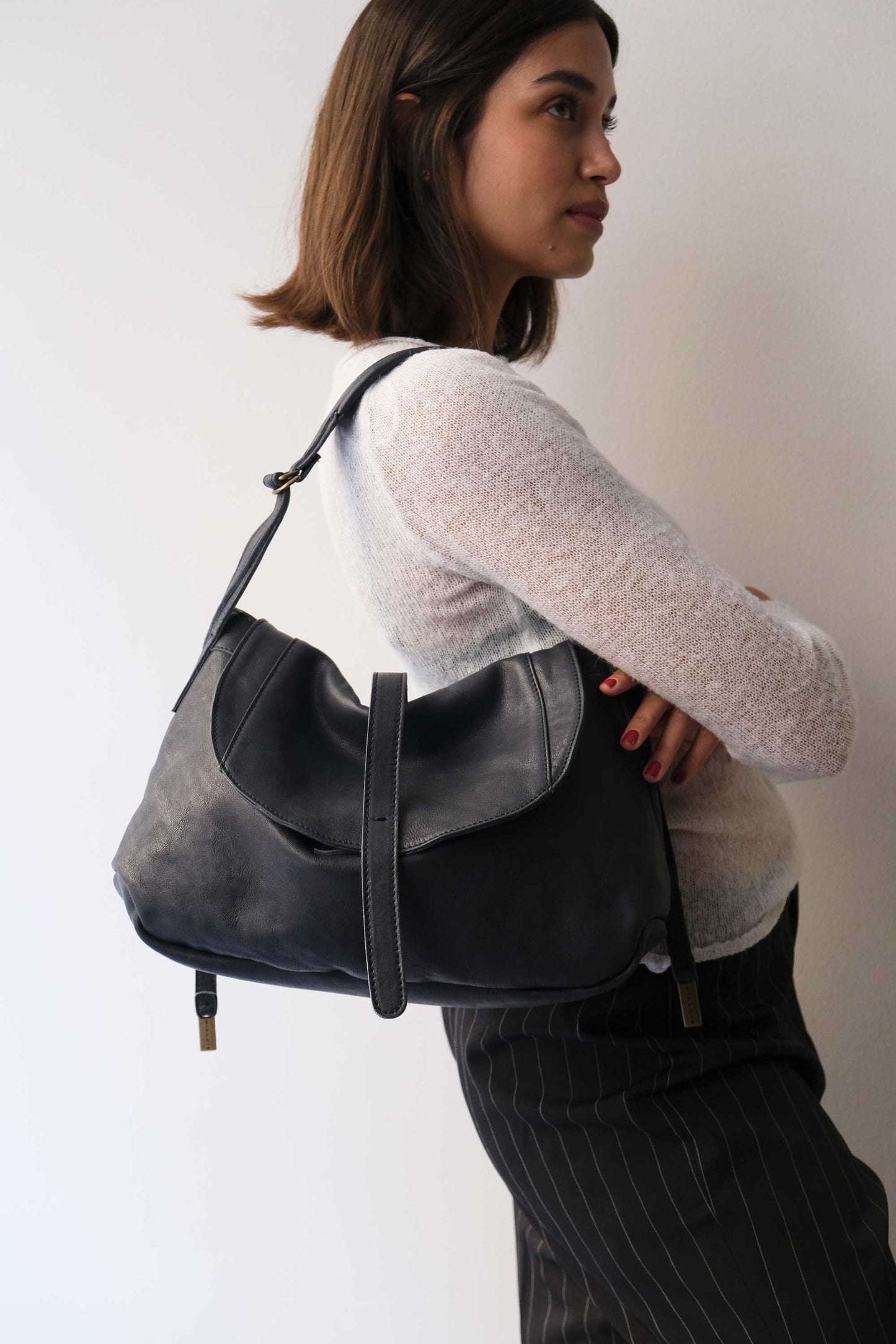 Do saddle bag in navy soft nappa - Made in Italy -