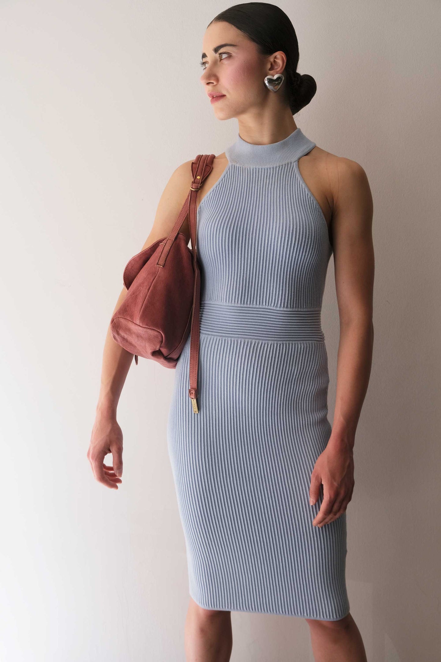 Do saddle bag mauve in soft natural nappa - Made in Italy -