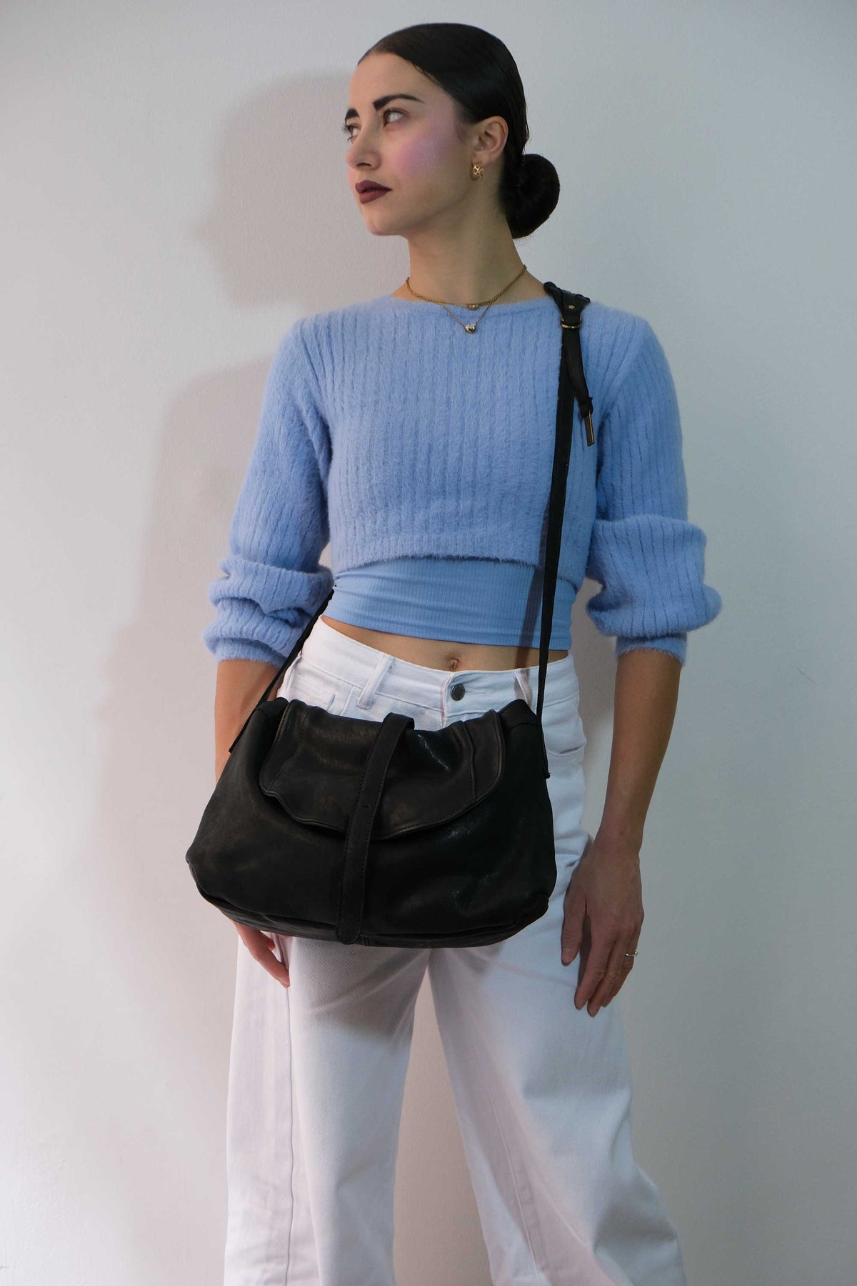 Do saddle bag in black soft washed nappa - Made in Italy -