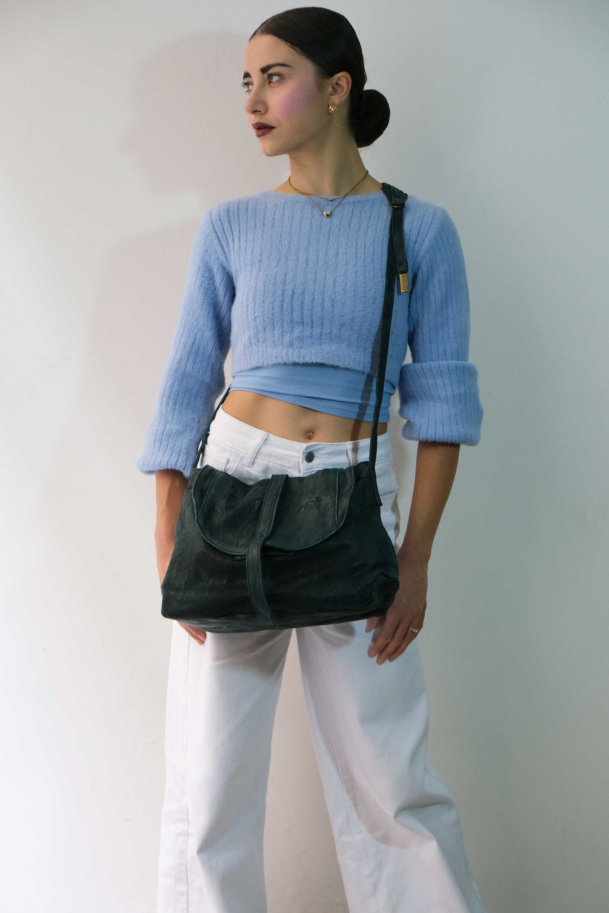 Do saddle bag in teal soft washed nappa - Made in Italy -