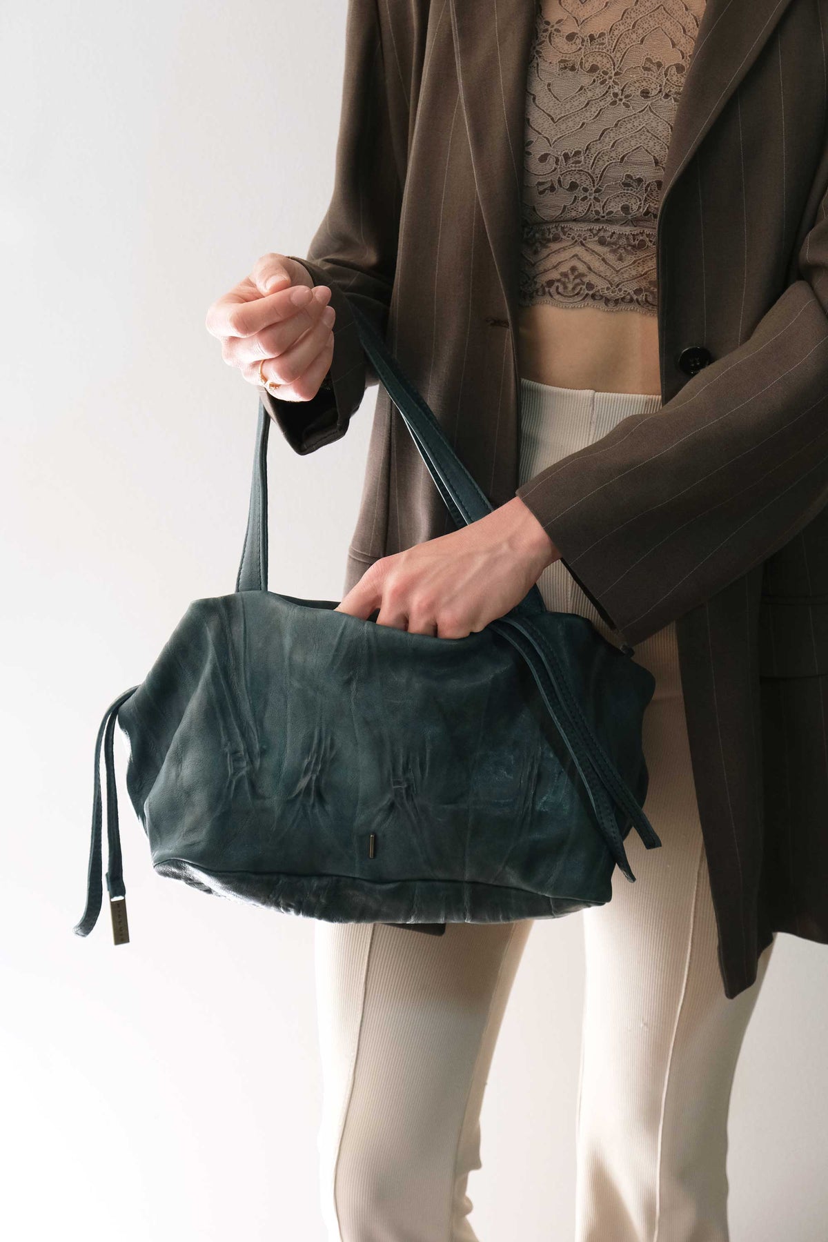 Maribè in teal lomè nappa leather – Made in Italy