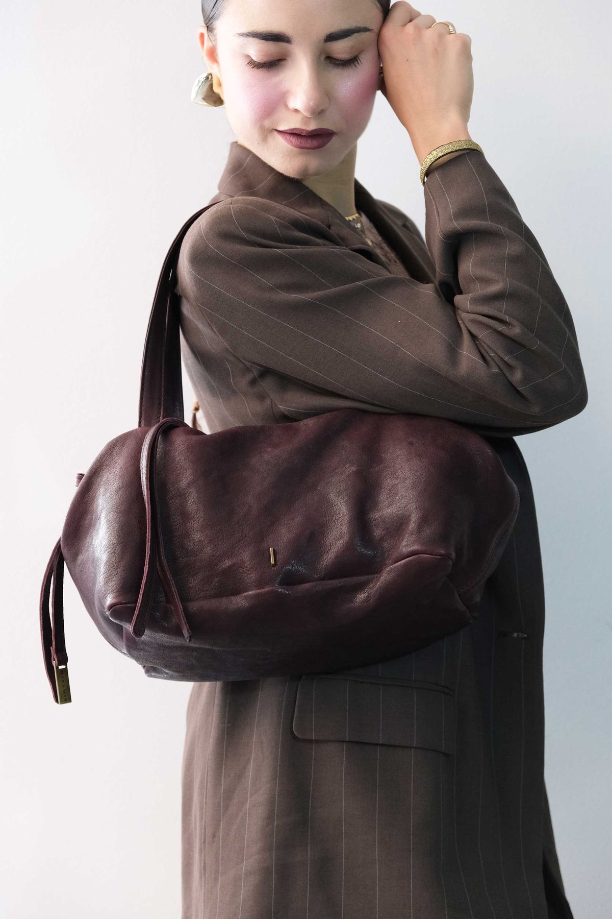 Maribè in plum washed nappa leather  - Made in Italy -