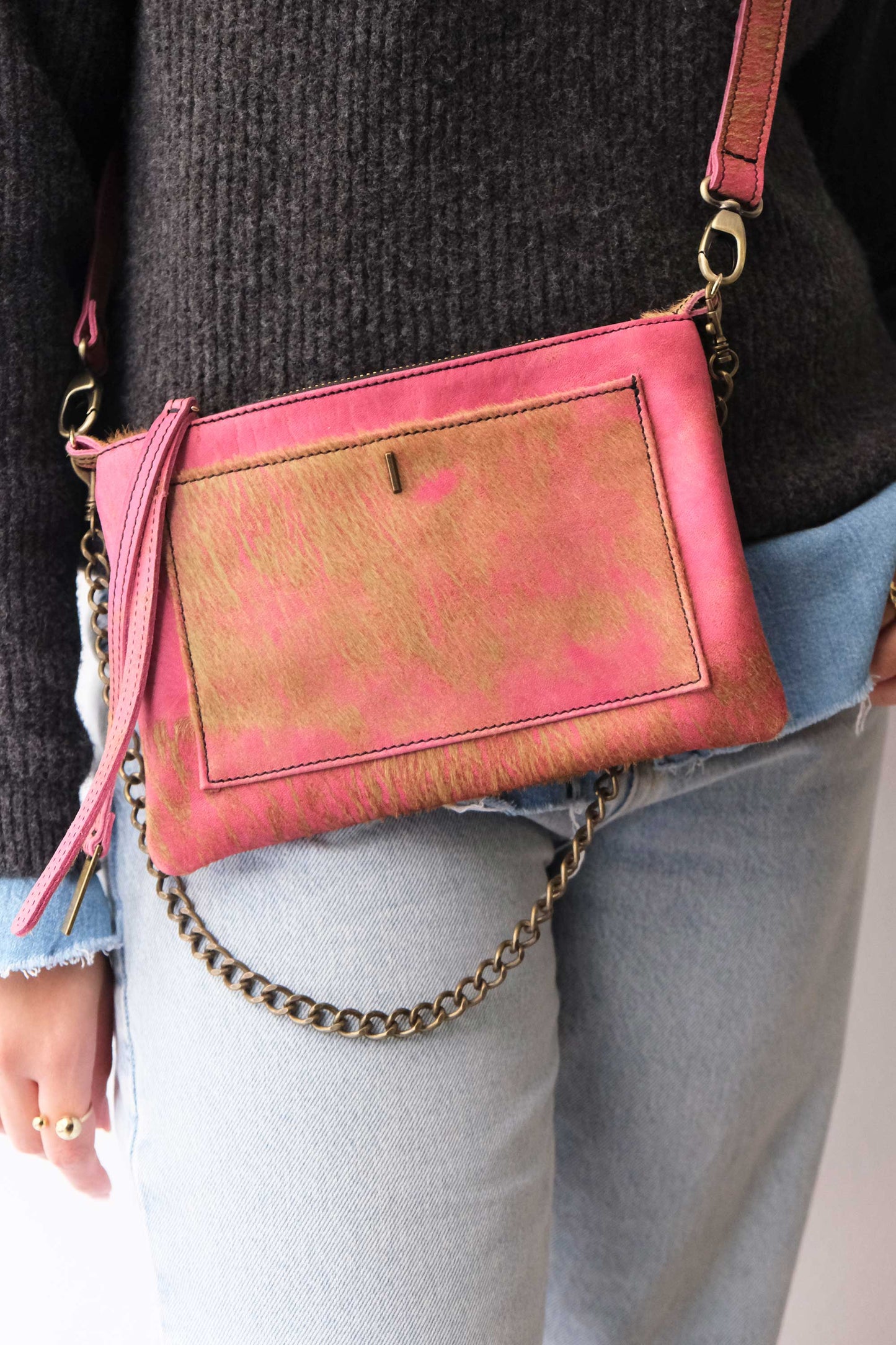 LIMITED EDITION Mikin aged fuchsia pony-hair pochette - Made in Italy -
