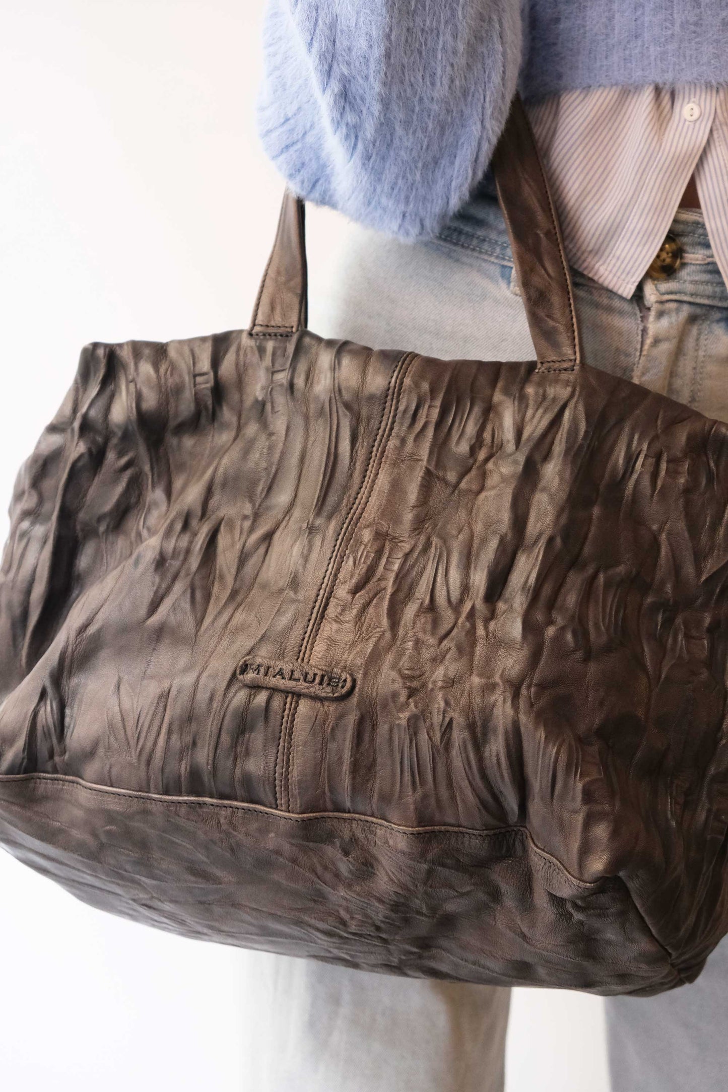 Pilli bag in brown lome soft leather - Made in Italy -