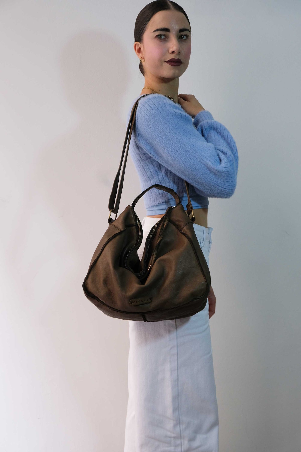 Rechi Big moss garment-dyed leather - Made in Italy -