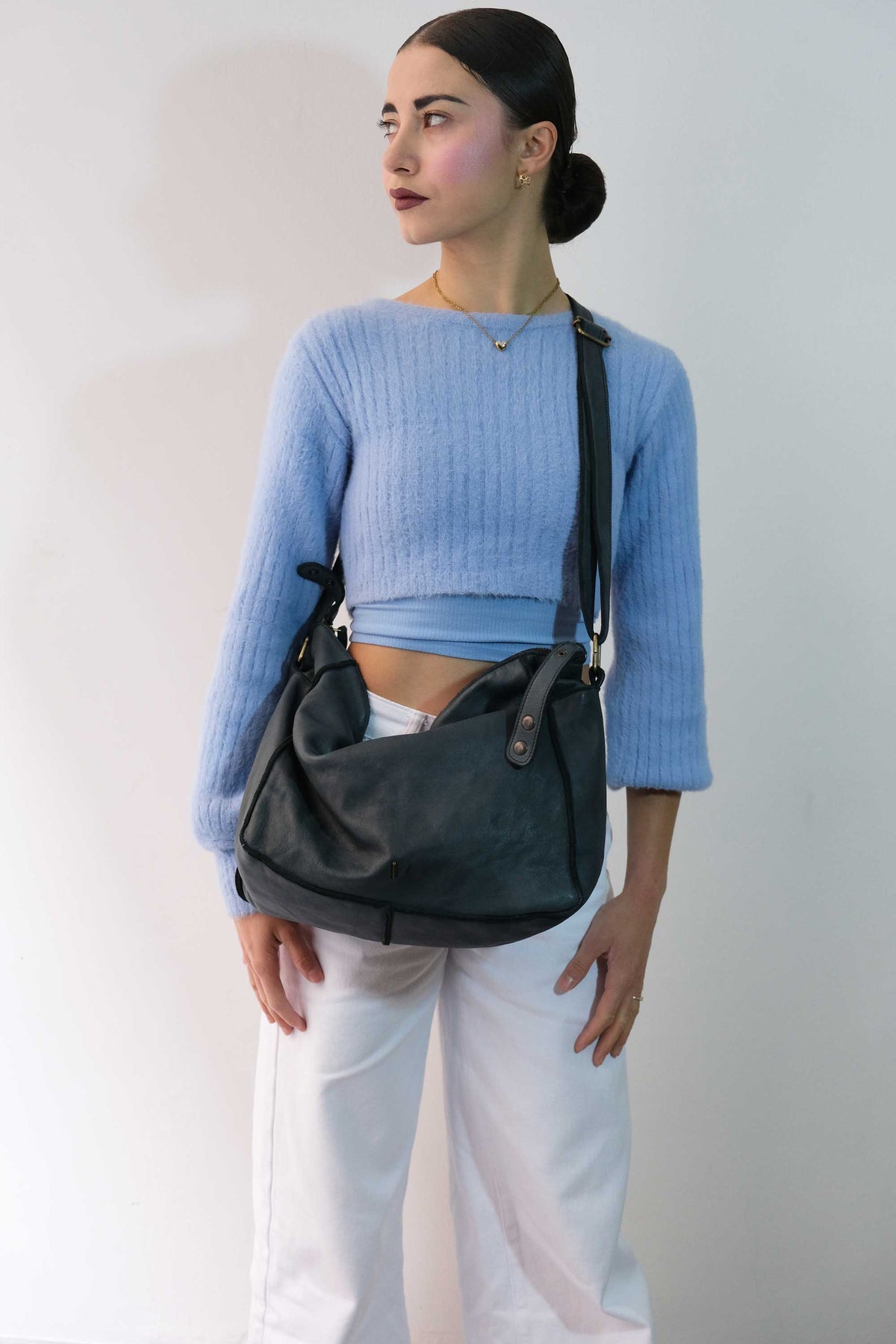 Rechi Big teal garment-dyed leather - Made in Italy -