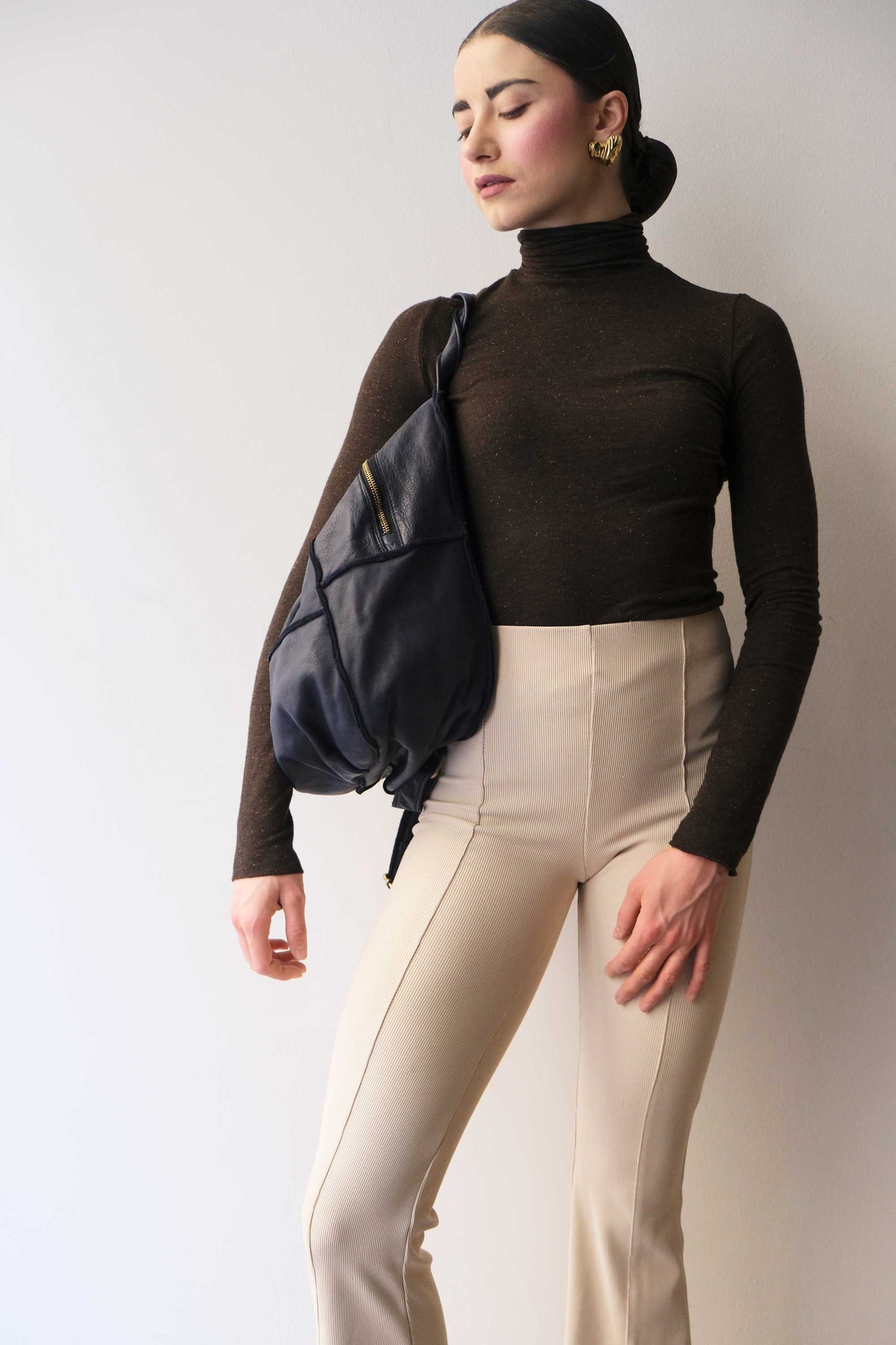 Reneri backpack navy garment-dyed leather - Made in Italy -