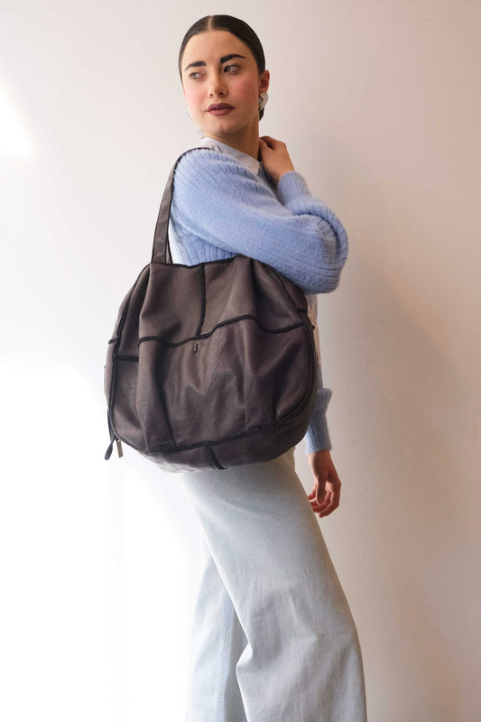 Reri bag brown garment-dyed leather - Made in Italy -