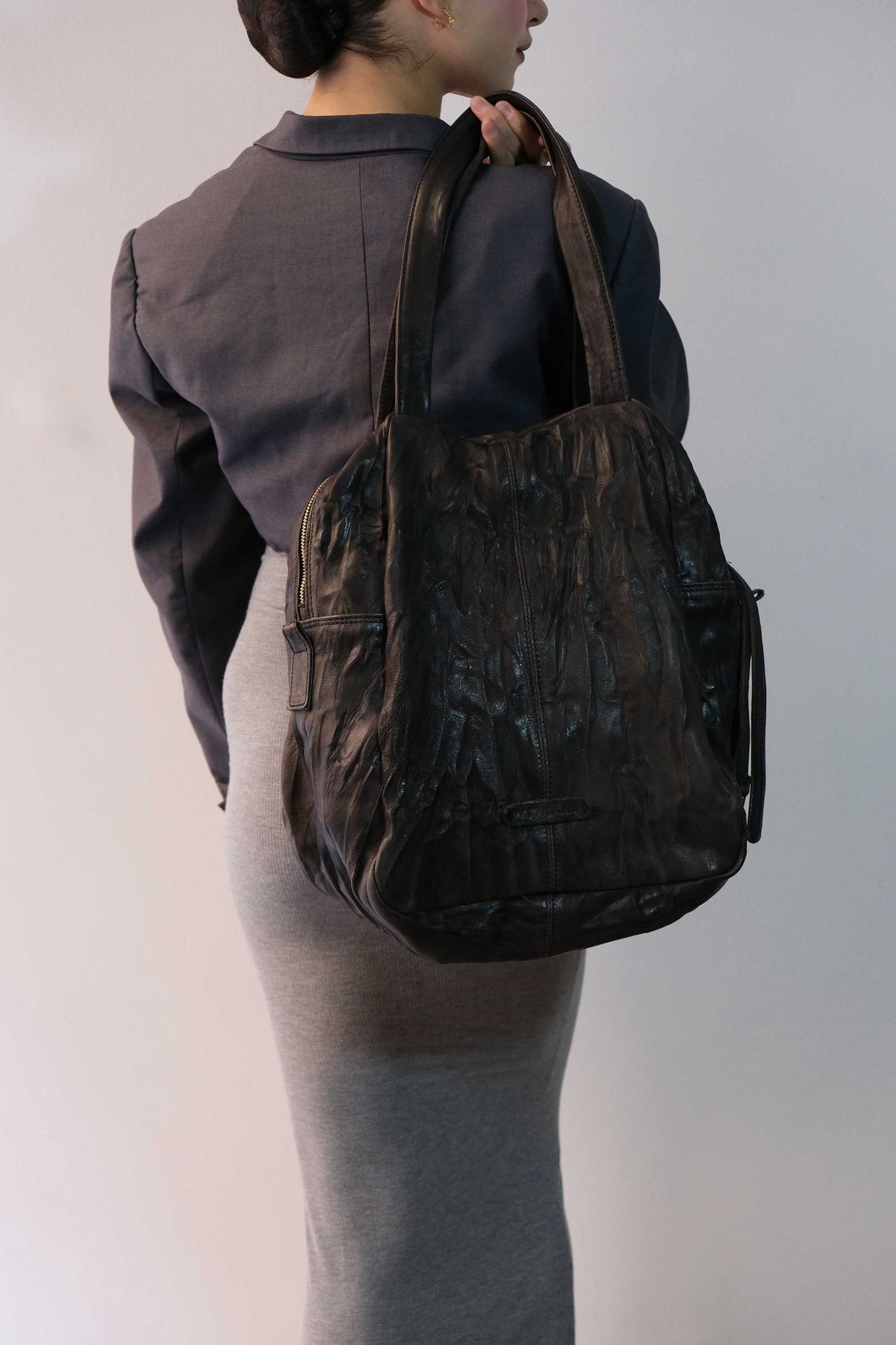 Riri tote bag in soft nappa lomé brown - Made in Italy -