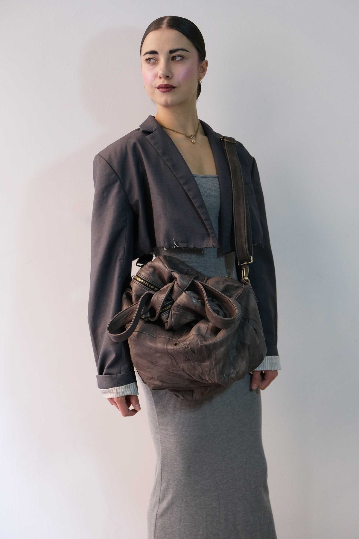 Riri tote bag in soft nappa lomé tobacco - Made in Italy -