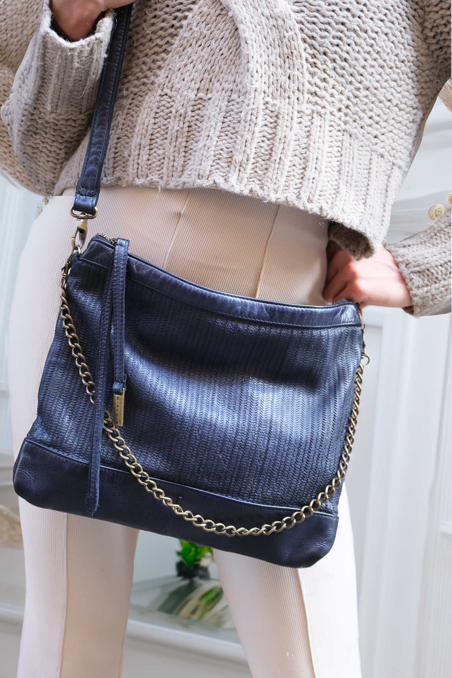 Zoe in cobalt turner calf soft leather - Made in Italy -