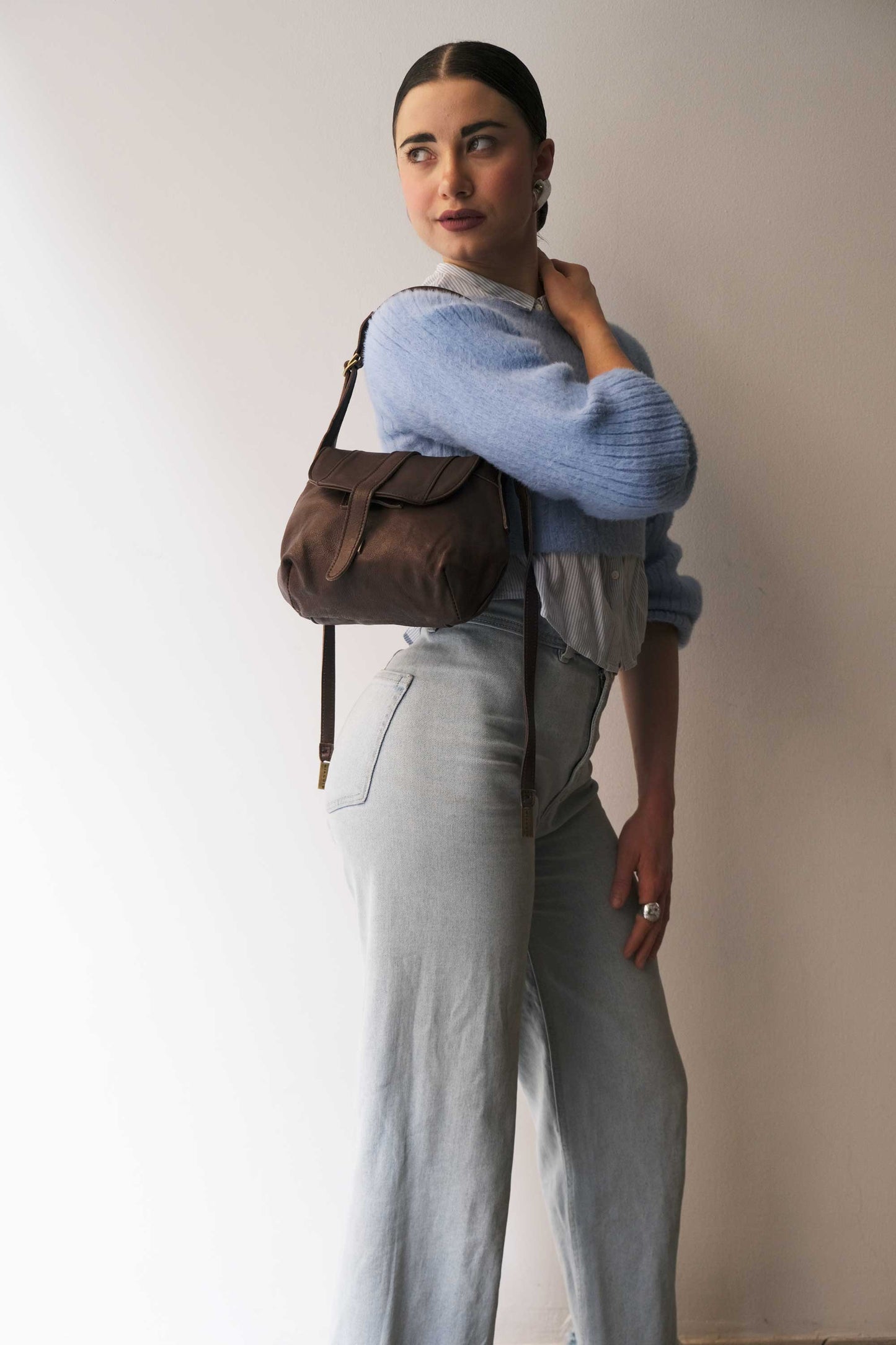 Do mini saddle bag in brown soft nappa - Made in Italy -