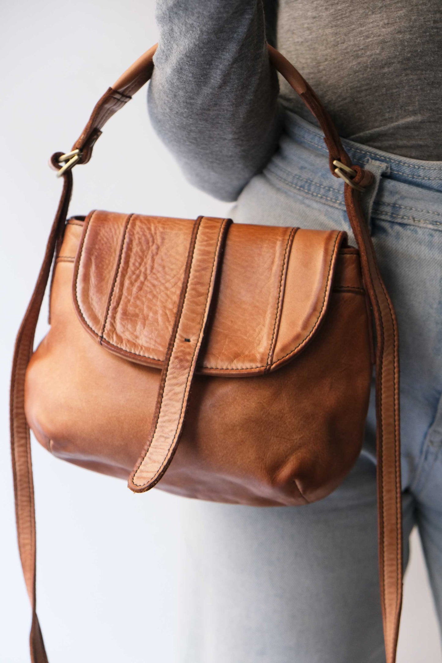 Do mini saddle bag in cognac turner calf soft leather - Made in Italy-