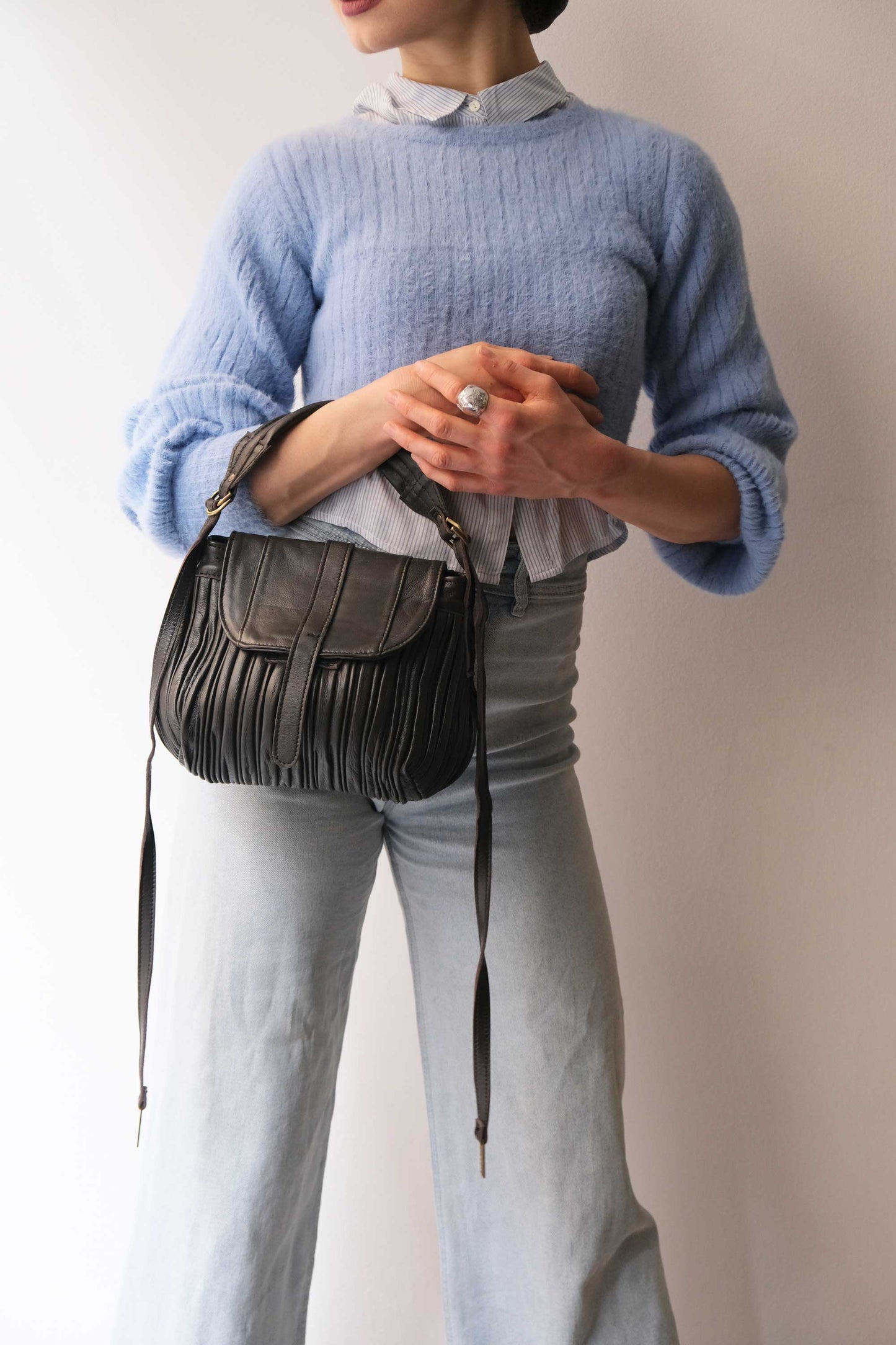 PRE ORDER discount 15%-Do mini saddle bag in pleated brown colour nappa leather - use code PREORDER15 - DELIVERY IS ESTIMATED WITHIN APPROXIMATELY 30 DAYS FROM THE ORDER DATE- Made in Italy --