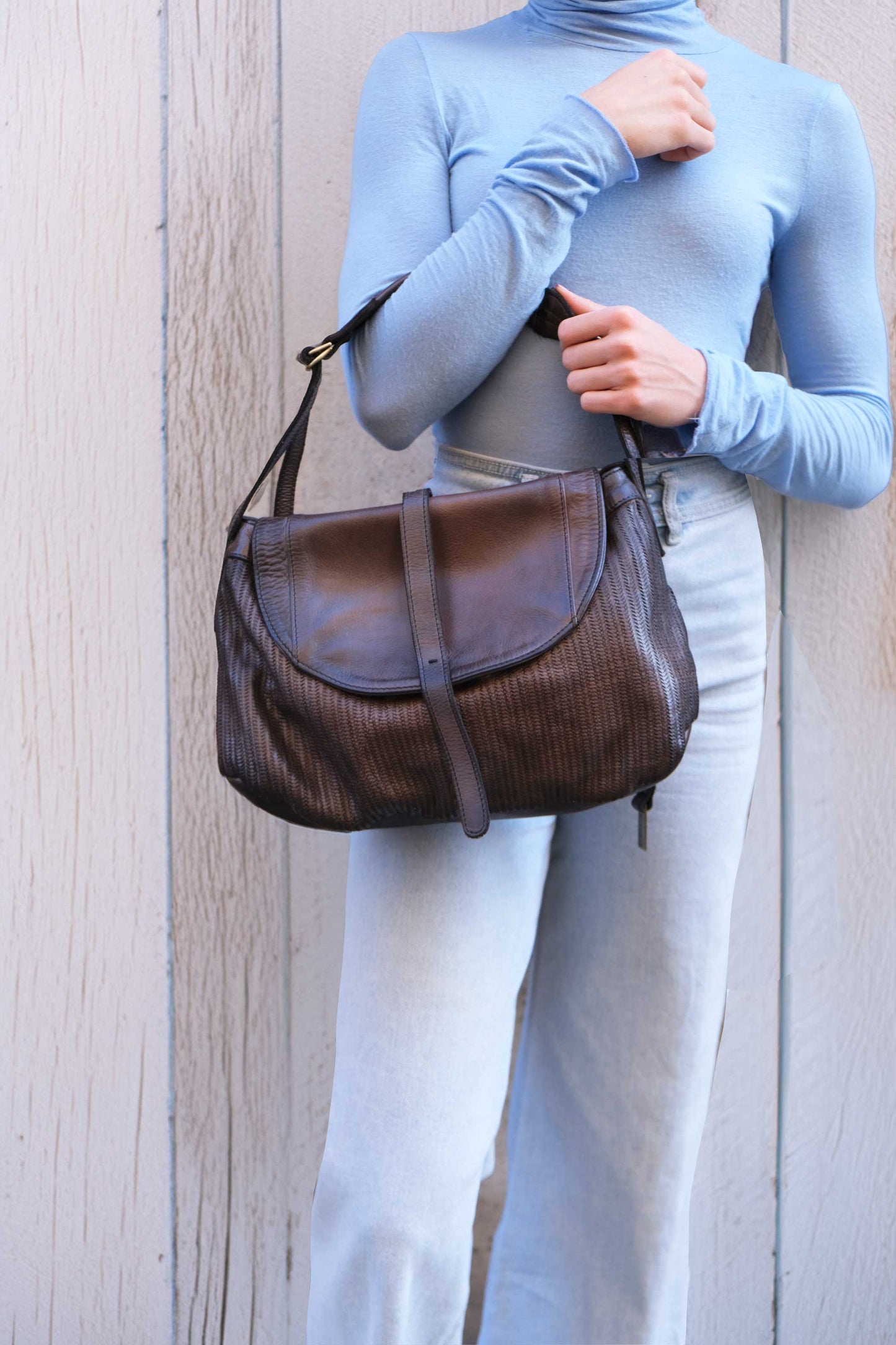 Do saddle bag in caffè turner calf soft leather - Made in Italy -