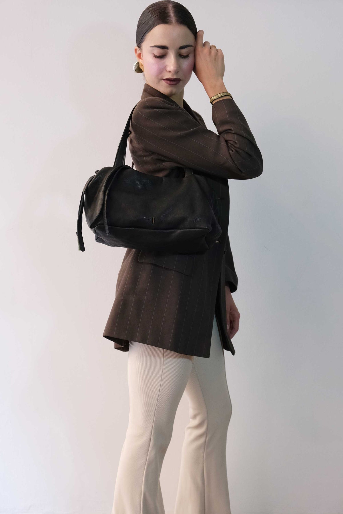 Maribè in black washed nappa leather  - Made in Italy -
