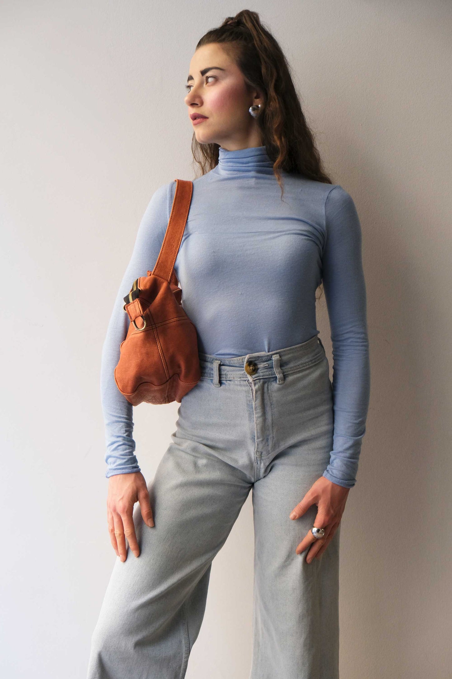 Mina media tote bag in lips nappa leather - Made in Italy -