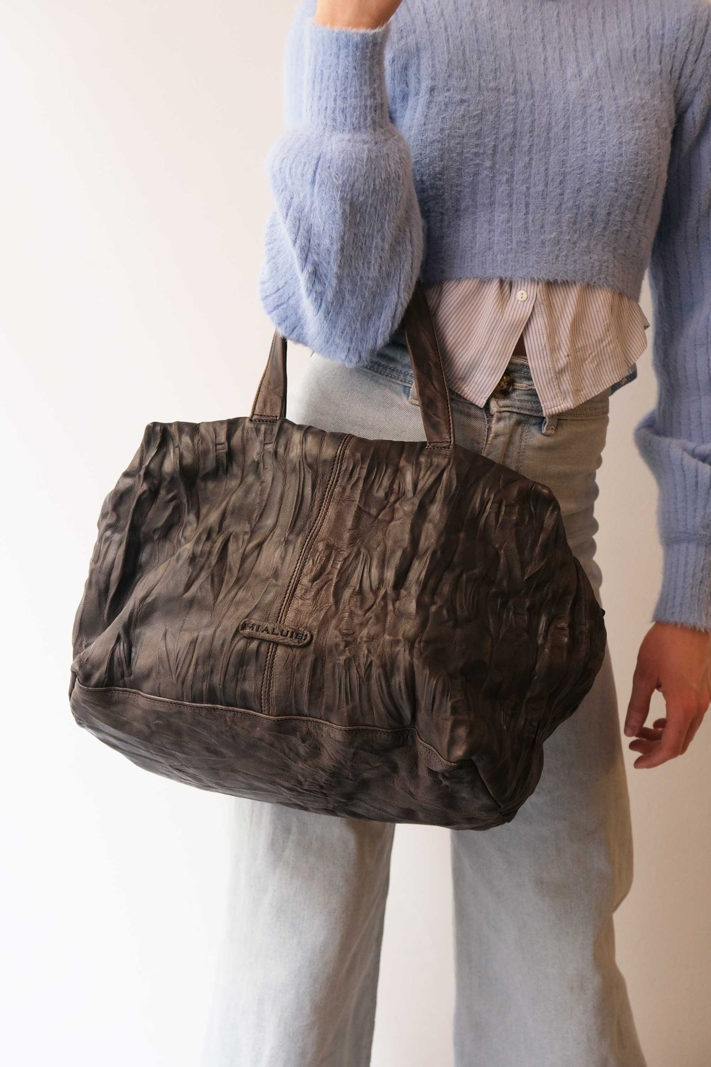 Pilli bag in brown lome soft leather - Made in Italy -