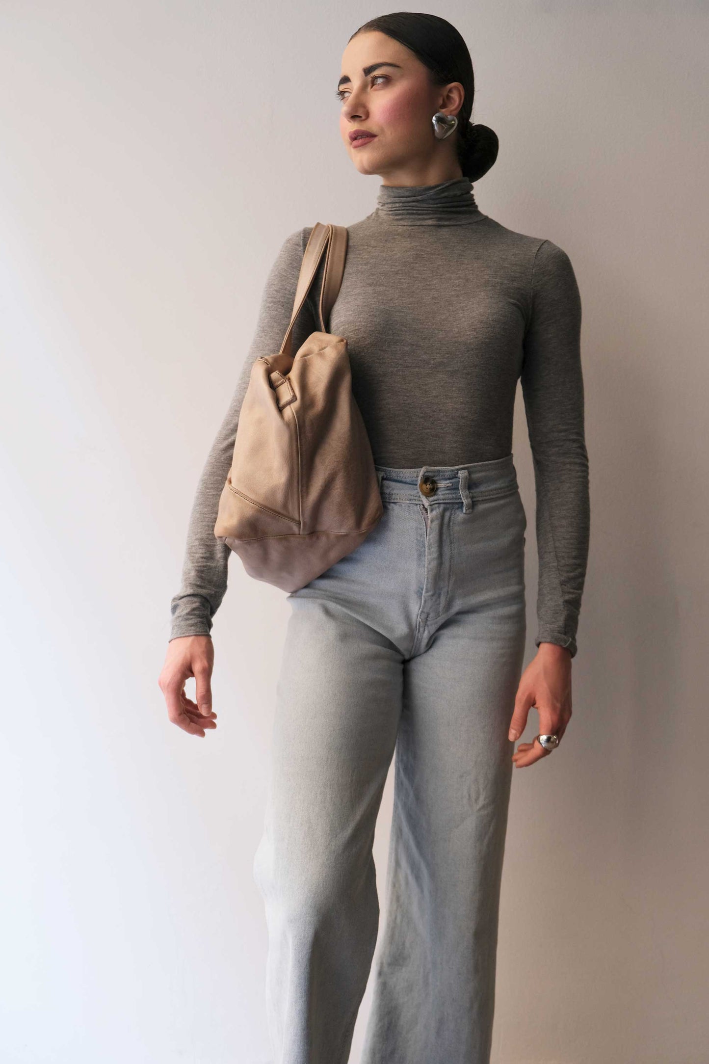Pilli bag in sand turner soft leather - Made in Italy -