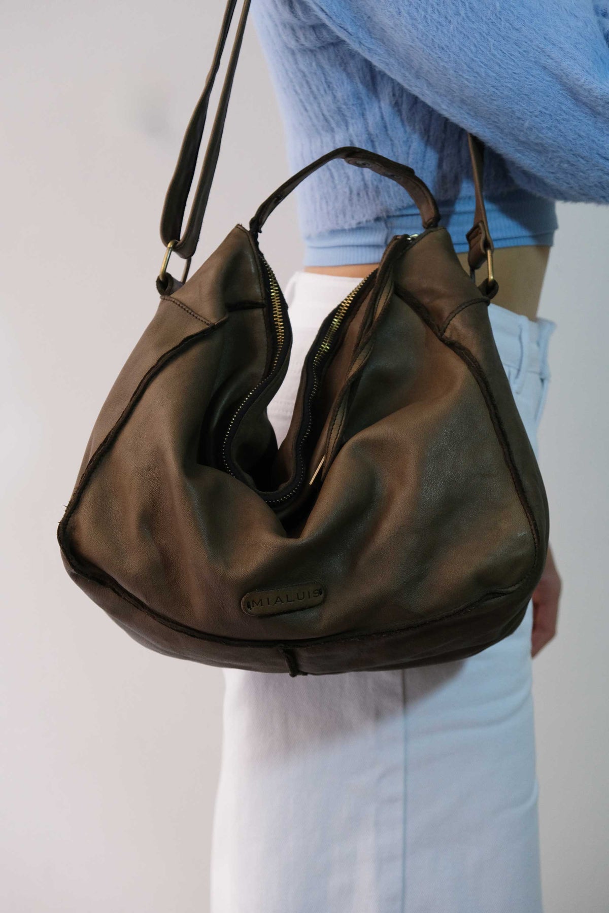 Rechi Big moss garment-dyed leather - Made in Italy -