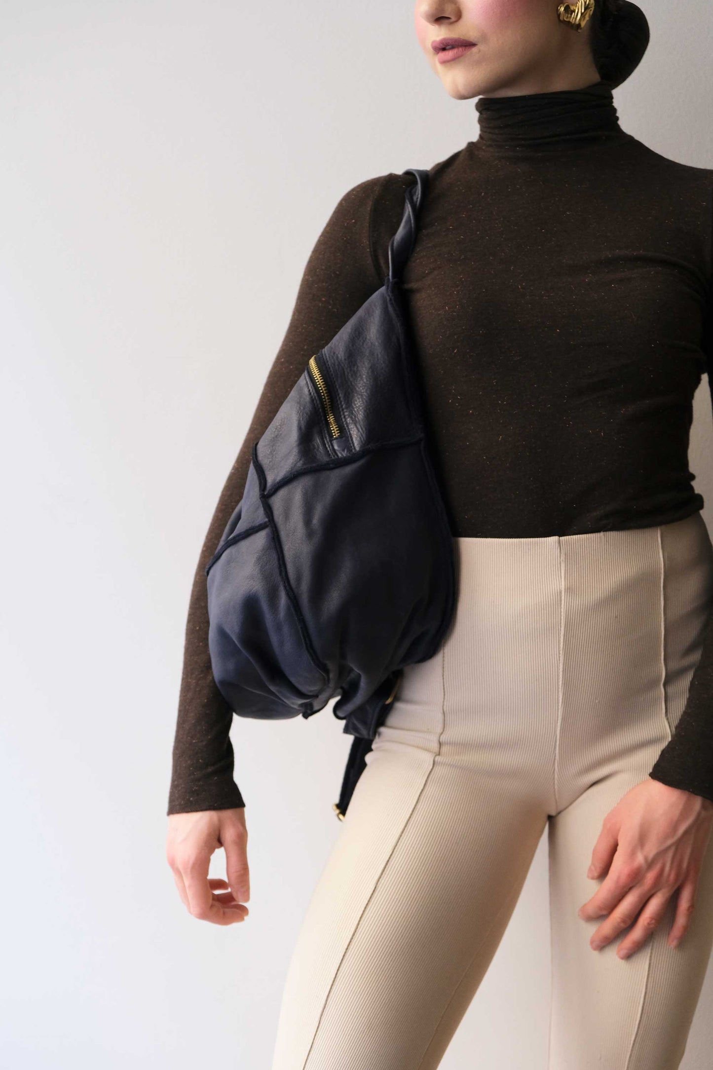 Reneri backpack navy garment-dyed leather - Made in Italy -